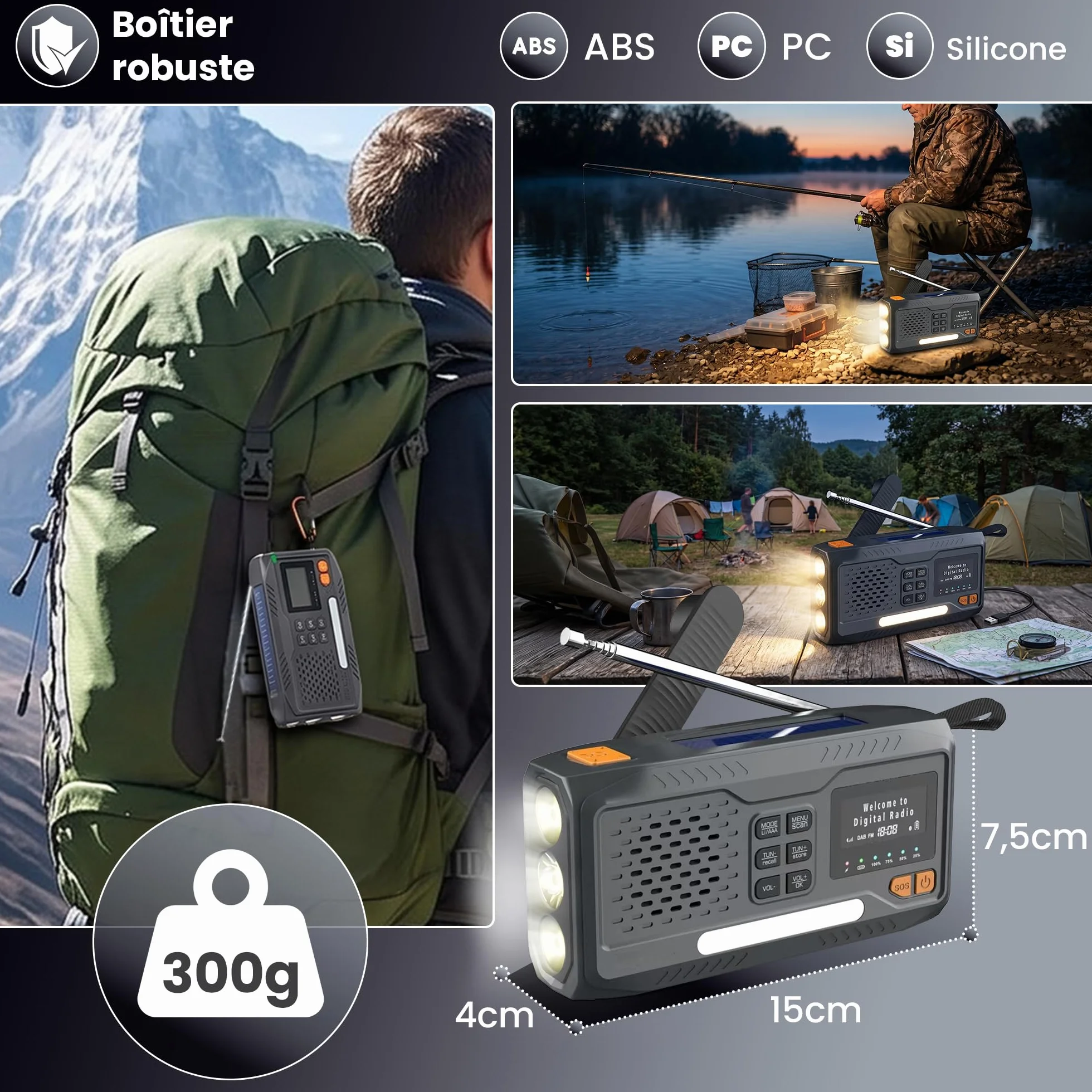 Radio Solaire Extralink 4500 mAh FM DAB Bluetooth LED SOS Camping