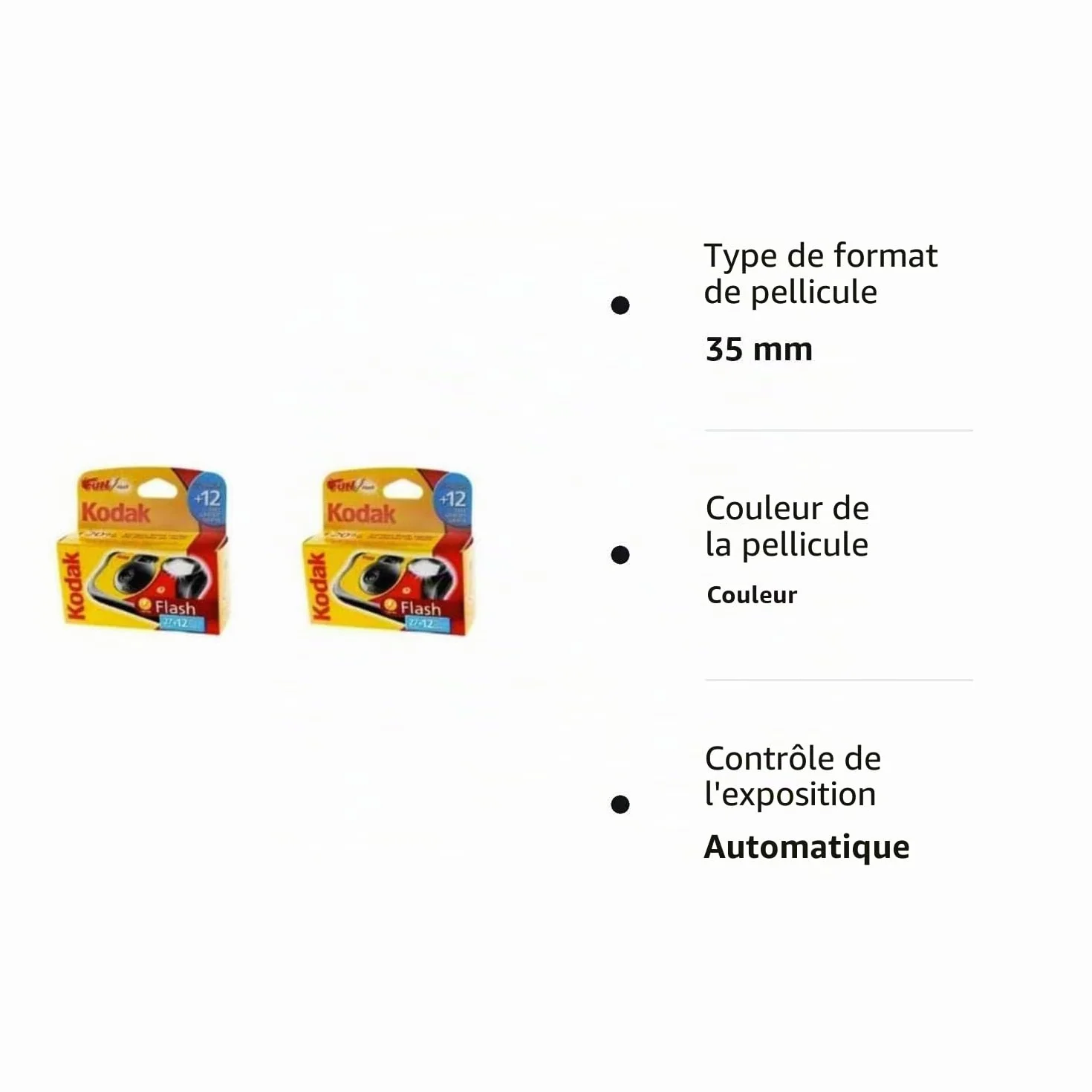 Appareil photo jetable Kodak Fun Flash - 39 poses, lot de 2