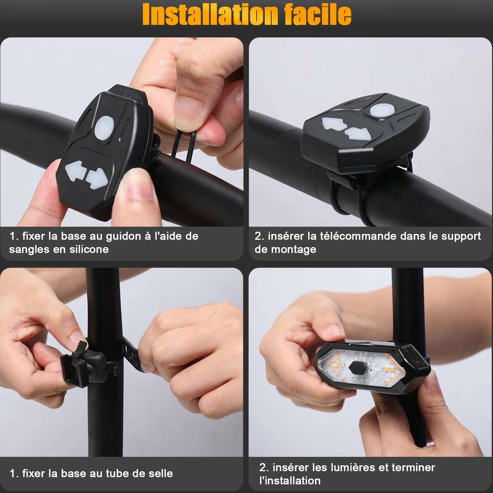 EBUYFIRE Feu Arrière Vélo avec Clignotants et Télécommande - 5 Modes LED, IPX4 Étanche, USB Rechargeable, Klaxon Intégré, Montage Universel
