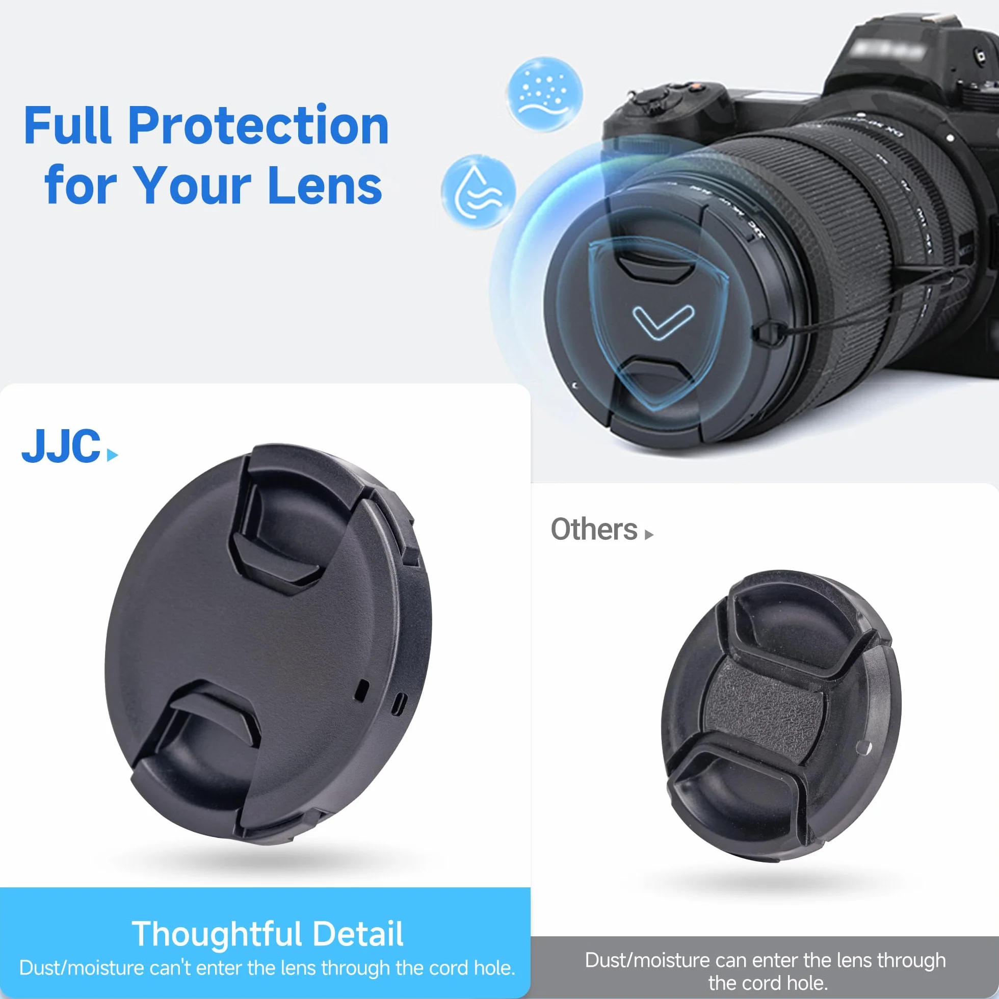 JJC 52mm Bouchons d'objectif 2 Pack Snap on Capuchon Cache Objectif pour Appareils Photo Canon Nikon Olympus Sony Fujifilm remplacer Nikon LC-52