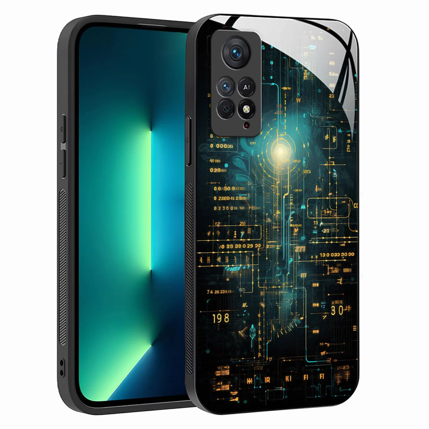 Coque Xiaomi Redmi Note 11 Pro Plus 5G Motif Abstrait Géométrique Arrière Verre Antichoc Cyberpunk