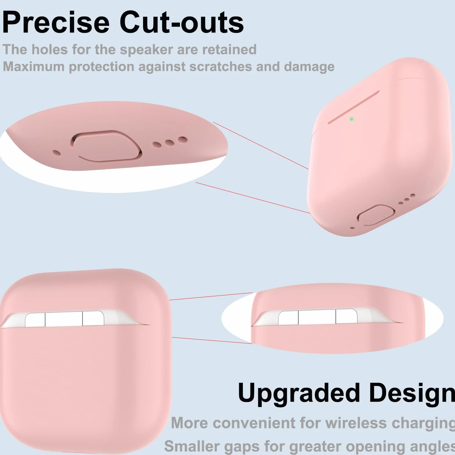 Coque AirPods 4, Étui Protection Mince Silicone AirPods 4 2024 USB-C, Rose