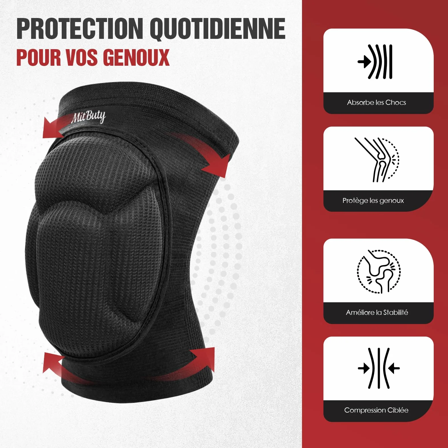 Genouillères de Protection Mousse Épaisse pour Sport et Travail – 1 Paire
