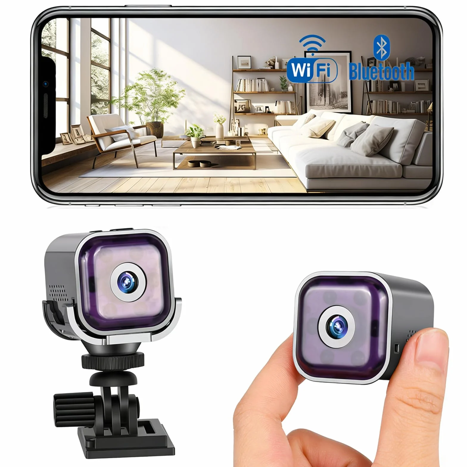 Caméra Espion Miniature 1080P,Caméra Surveillance WiFi Intérieur sans Fil - Mini Caméra Espion avec Vision Nocturne,Détection de Mouvement et Audio Bidirectionnel en Temps Réel par Application Mobile