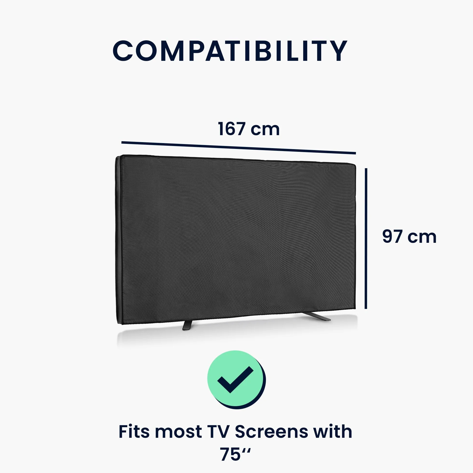 kwmobile Housse écran TV compatible 75" TV - Housse protection TV extérieure contre intempéries poussière éclaboussures noir