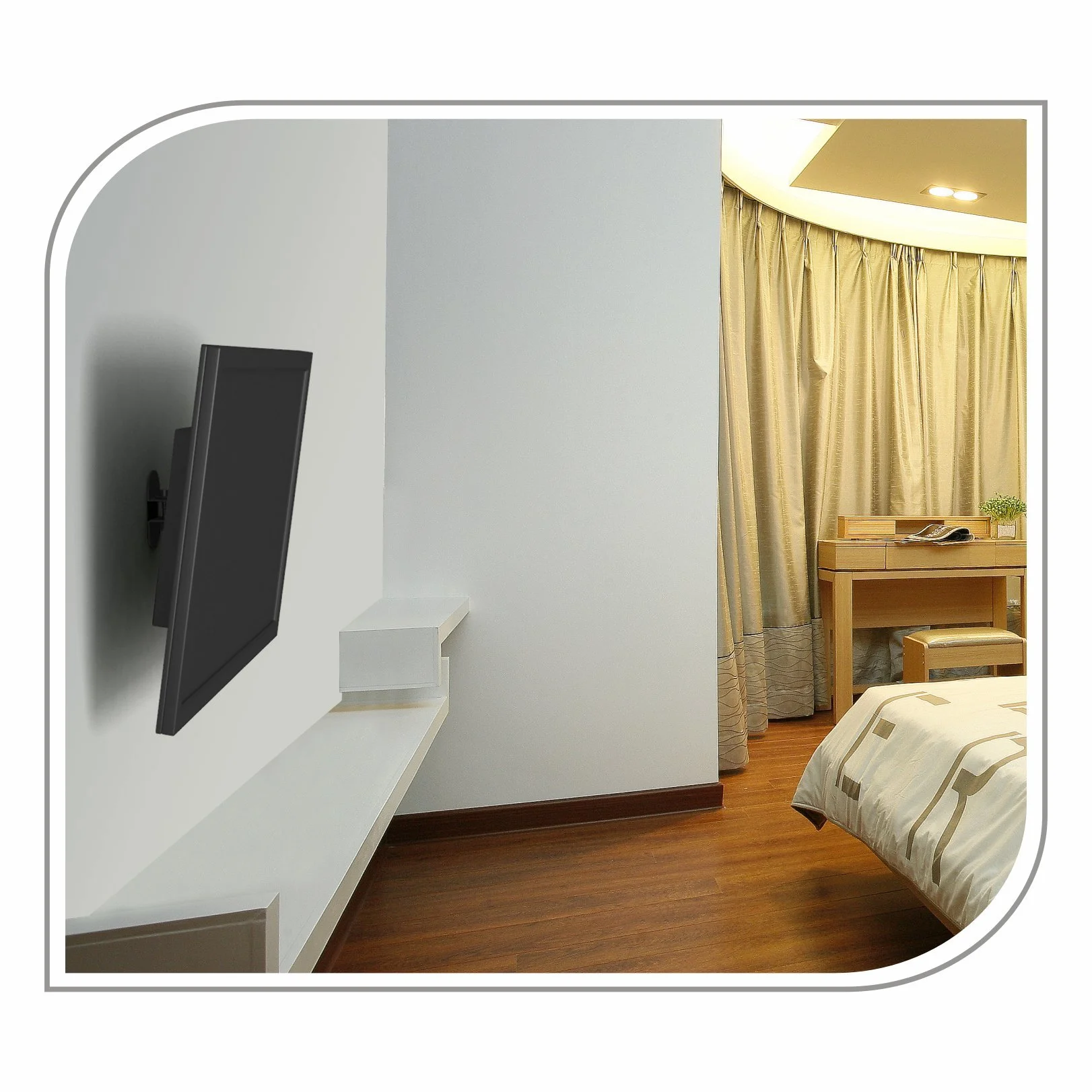 PureMounts FM10-100 Support Mural pour TV avec 33-69cm (13-27"), VESA: 100x100, basculable: 3°/-12°, pivotement: +/-25°, Distance du Mur: 75mm, Charger Max: 25kg, Noir PM-FM10-100