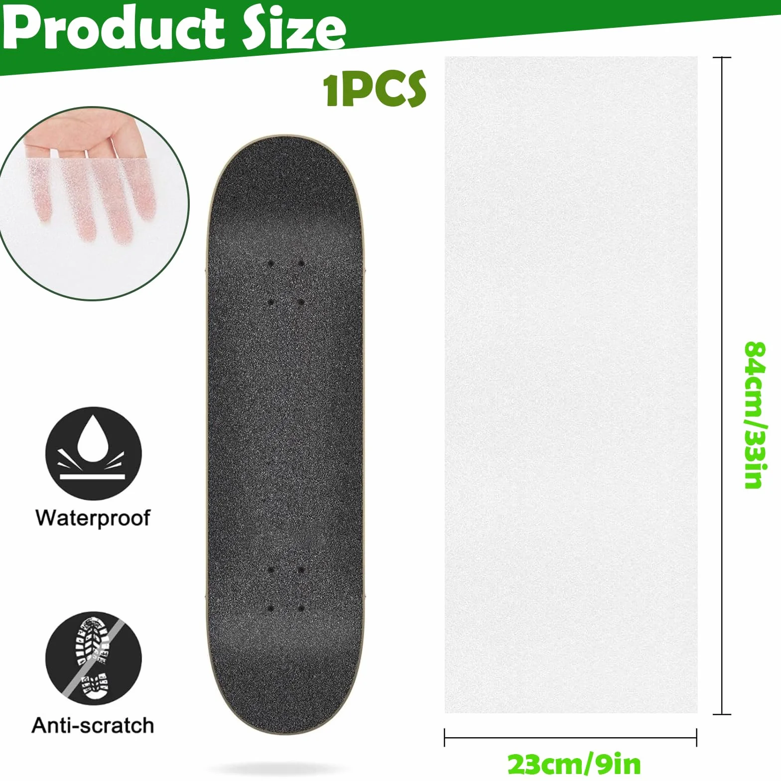 Sangle de Skateboard Transparente 33x9 Pouces Antidérapante Imperméable Grip pour Skateboard Longboard