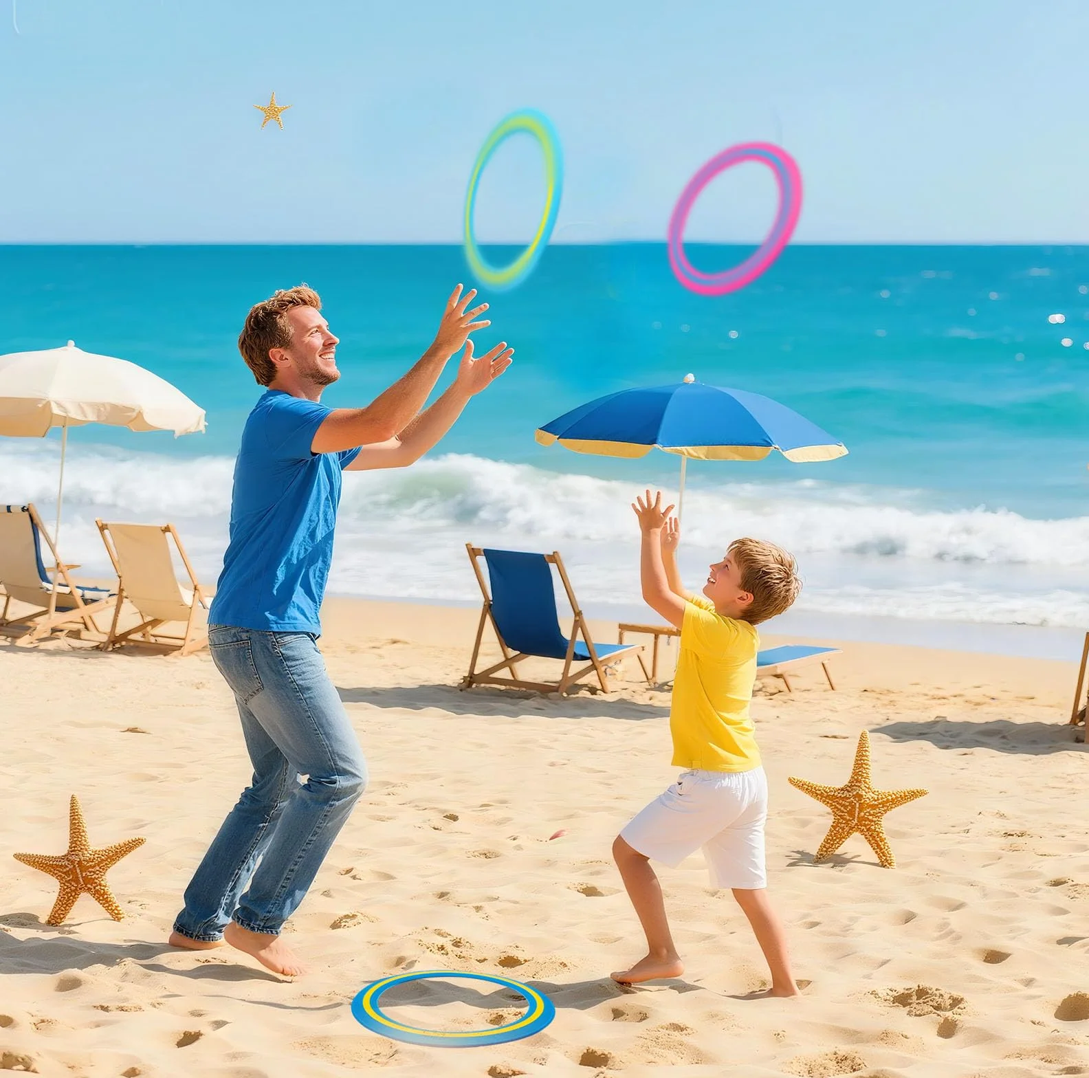 Lot de 3 anneaux de lancer 25 cm Disque volant Jouet de plage pour adultes Plein air