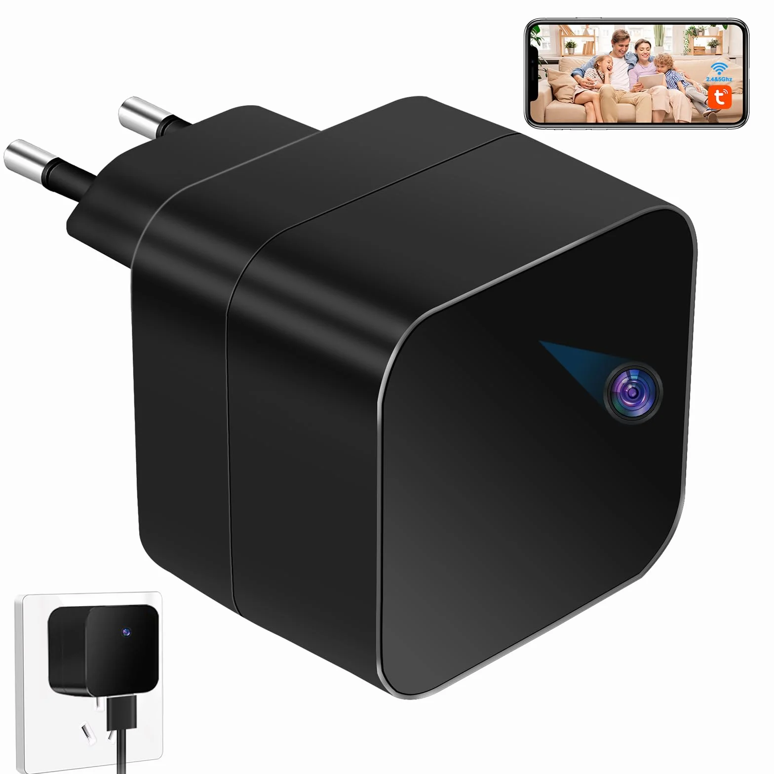 LXMIMI Caméra Cachée WiFi 5G, Caméra Espion Chargeur USB, Mini Caméras Espion Cachée HD 1080P avec Détection de Mouvement et Enregistrement en Boucle pour Visionnage à Distance Via l'application