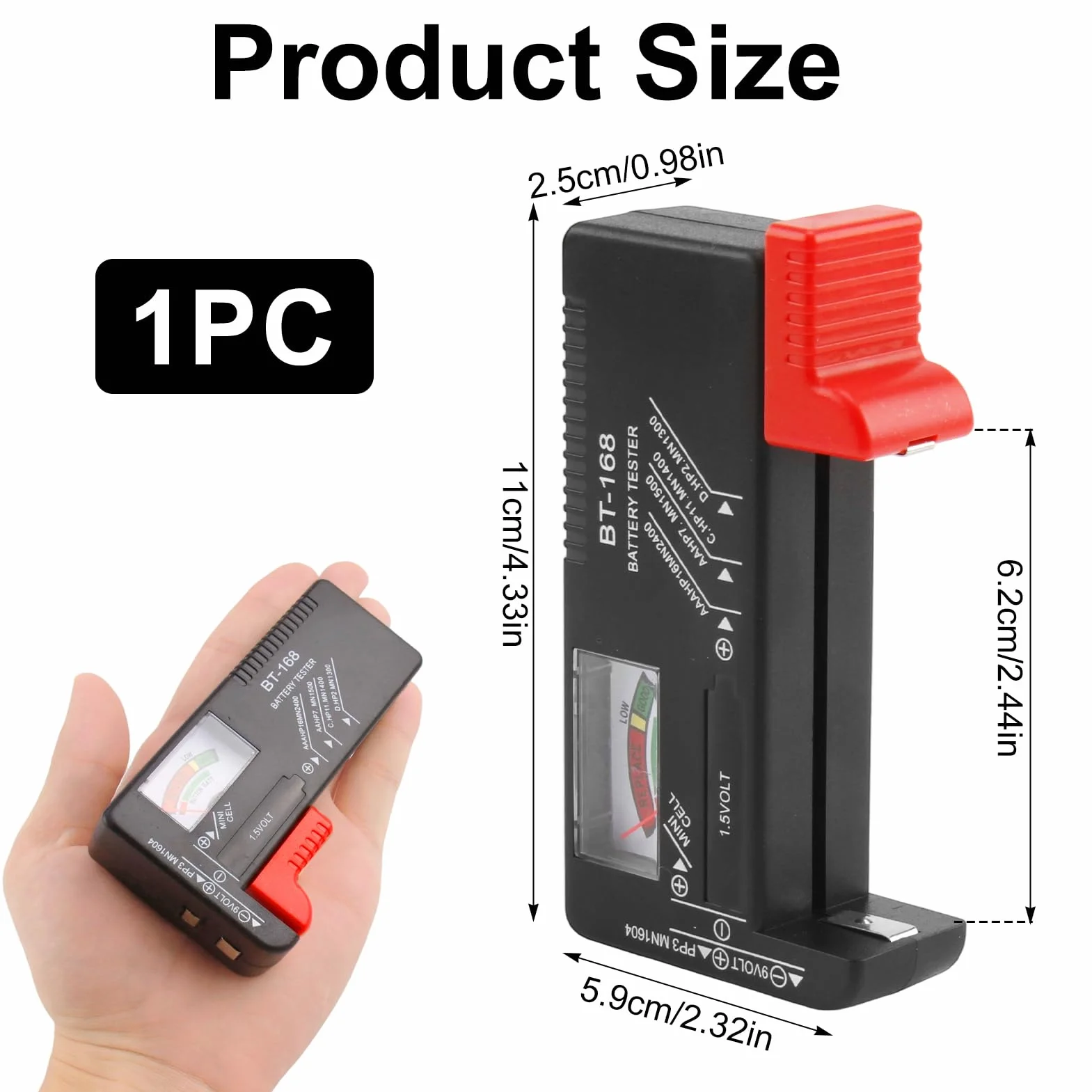 Testeur De Batterie Multi Taille Digital, Lecteur Précis Piles AA AAA C D 9 V Bouton 1,5 V, Contrôleur D'énergie Maison Atelier Professionnel, Appareil Vérification Puissance