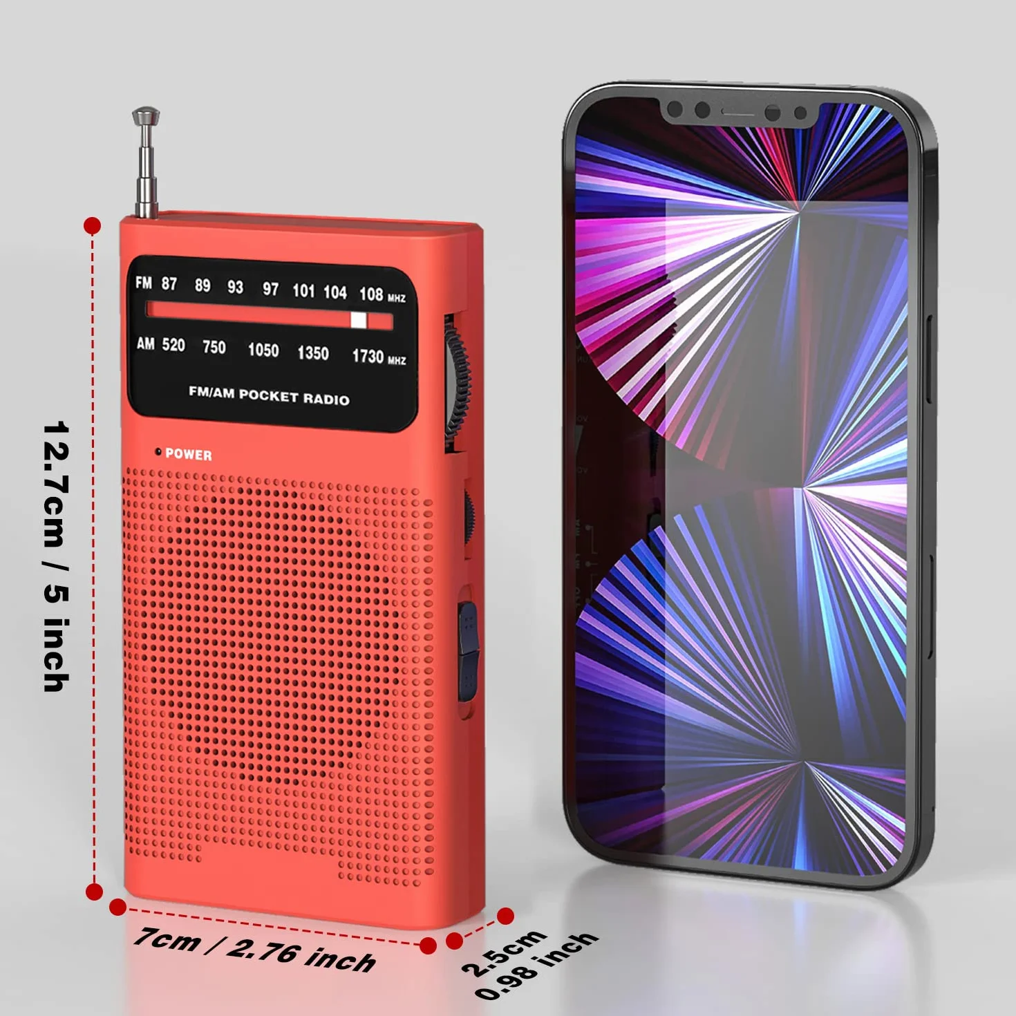 Tendak Radio Portable, AM(MW)/FM Radio a Pile, Transistor Radio de Poche avec Excellente Réception, Excellente Qualité Sonore, Mini Radio Portable(AA)