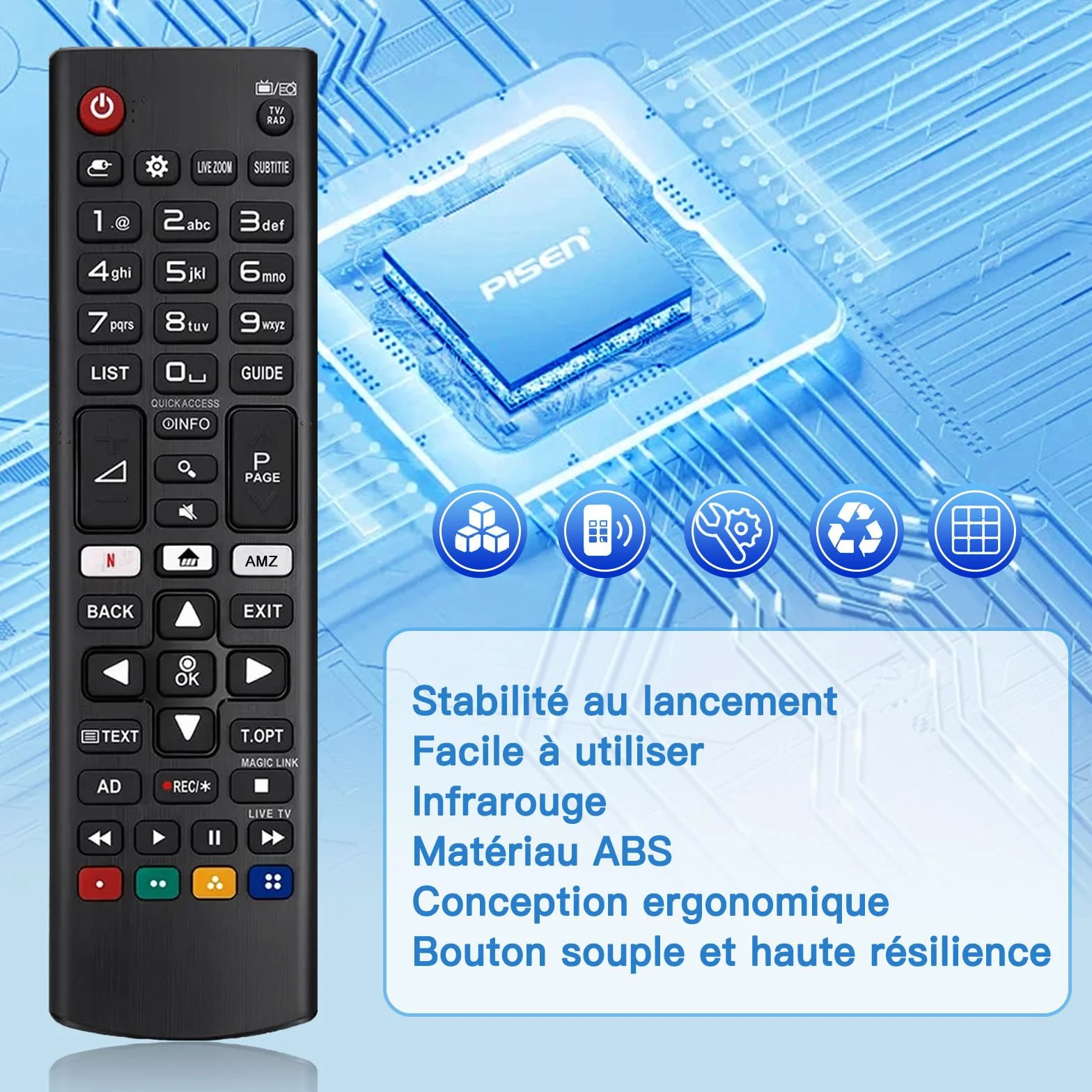 LG AKB75095308 Télécommande Universelle Compatible Tous Téléviseurs LG Smart TV LCD LED 4K 8K Netflix