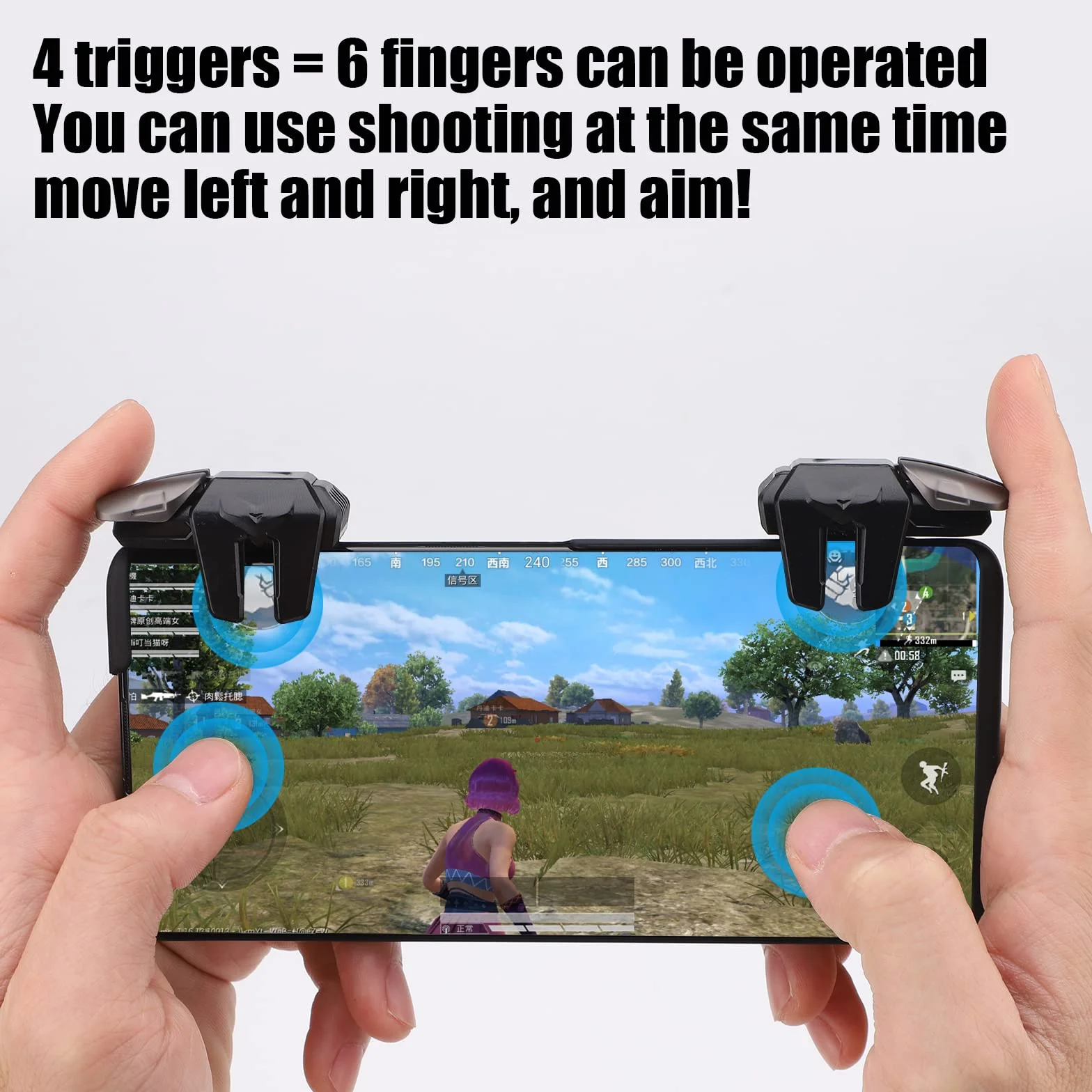 Mobile Game Controller Trigger Contrôleur de Jeu Mobile Jeu de Prise de Vue Sensible Mobile Gamepad Mobile Déclencheurs Tirer et Viser Sensibles pour Android iOS (4 clés)
