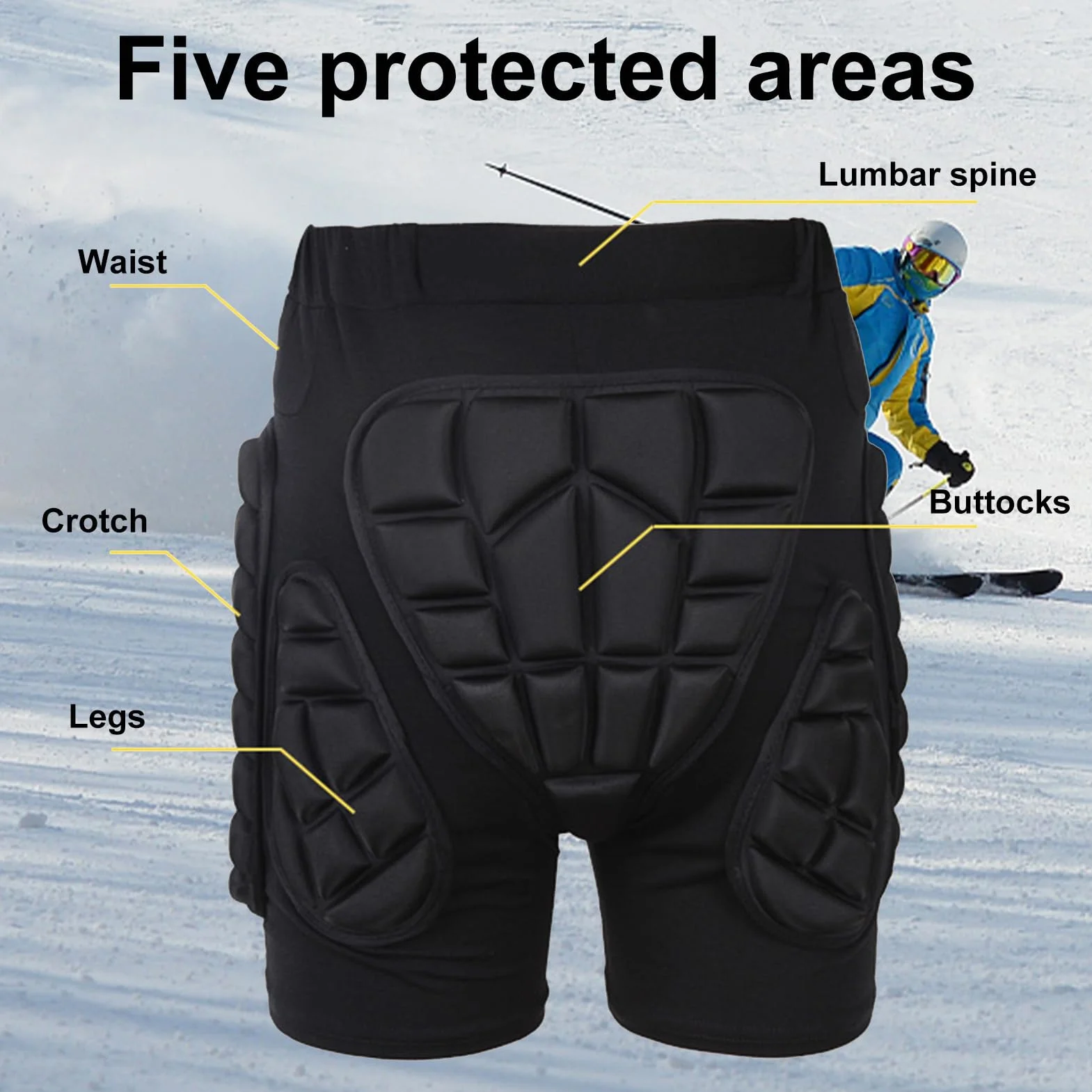Short de protection rembourré snowboard ski 3D hanches fesses coccyx homme femme M-XXXL