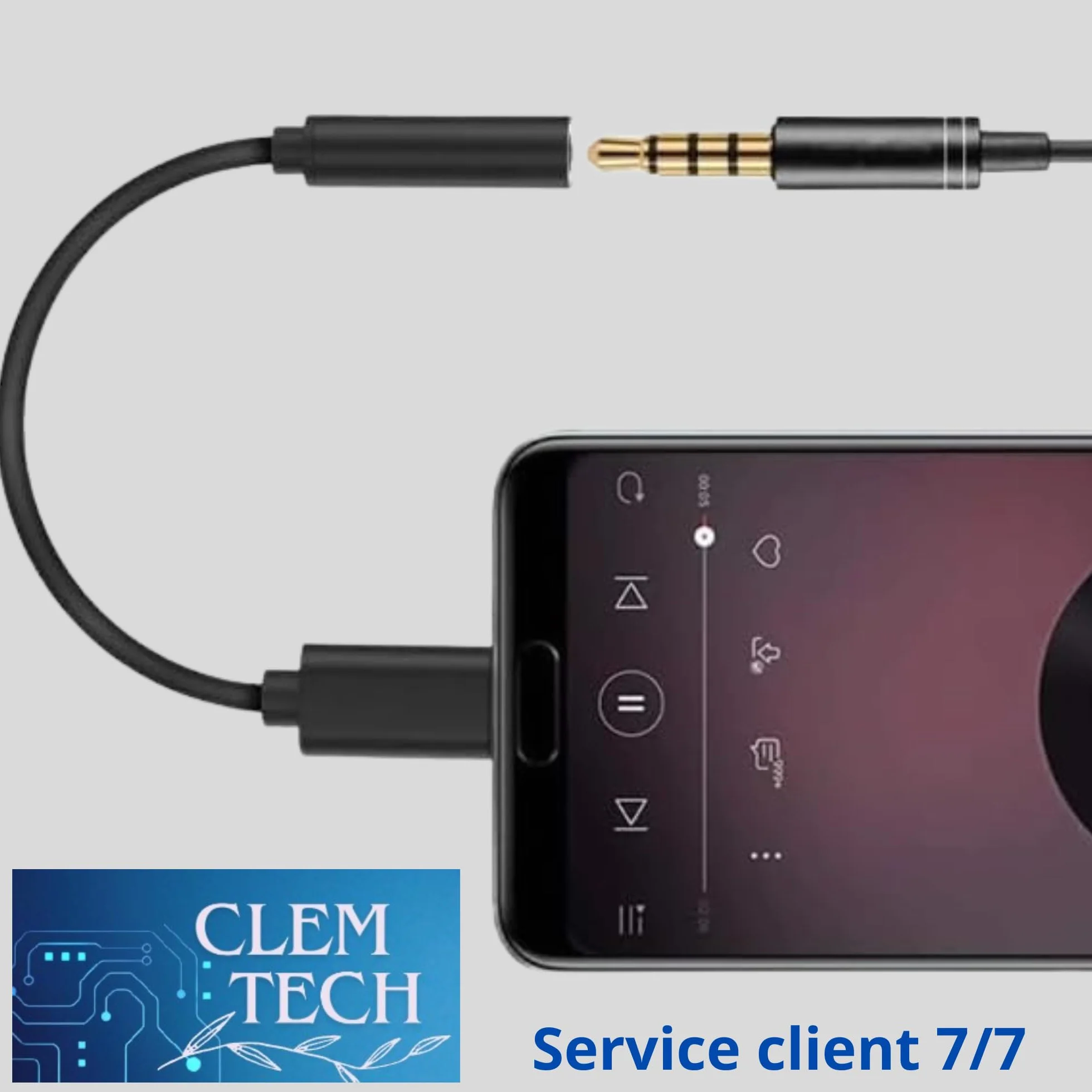 Clem Tech - Adaptateur USB C Jack, Prise USB C vers Prise Casque 3,5mm, Convertisseur Câble USBC vers Ecouteur Compatible avec Samsung Galaxy, MacBook Pro, Huawei, Honor..