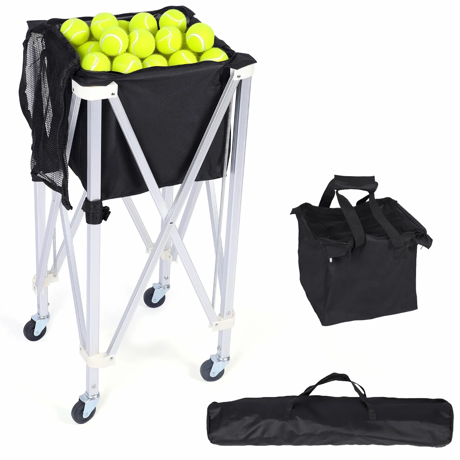 Porte-balles de tennis pliable Hopper pour 170 balles - Grande capacité en alliage d'aluminium