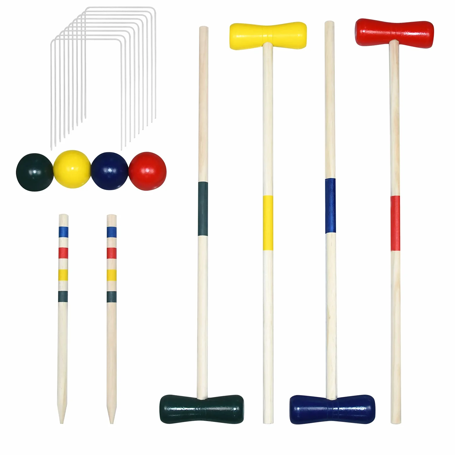 Kit de croquet en bois pour 4 joueurs, jeu de plein air