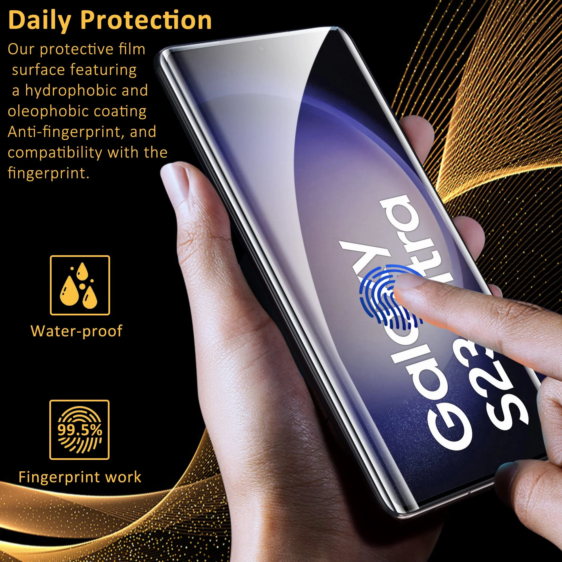 Protection D'écran pour Samsung Galaxy S23 Ultra 5G 6,8 Pouces, Verre Trempé 3 Pièces, Anti-empreintes digitales, 9H Dureté, Sans Bulle