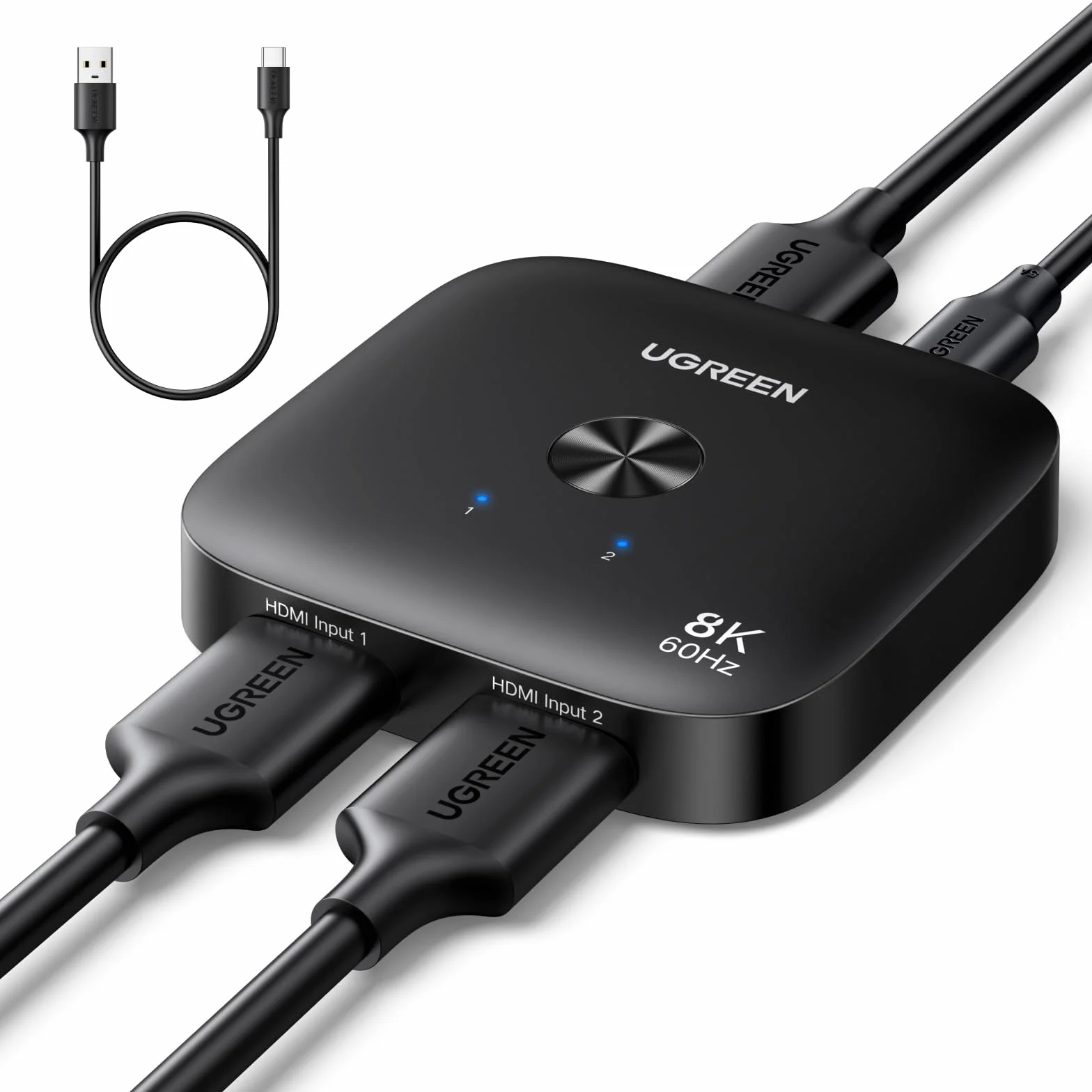 UGREEN Przełącznik HDMI 8K 60Hz 4K 240Hz 2 Wejścia 1 Wyjście HDR VRR Dolby Atmos