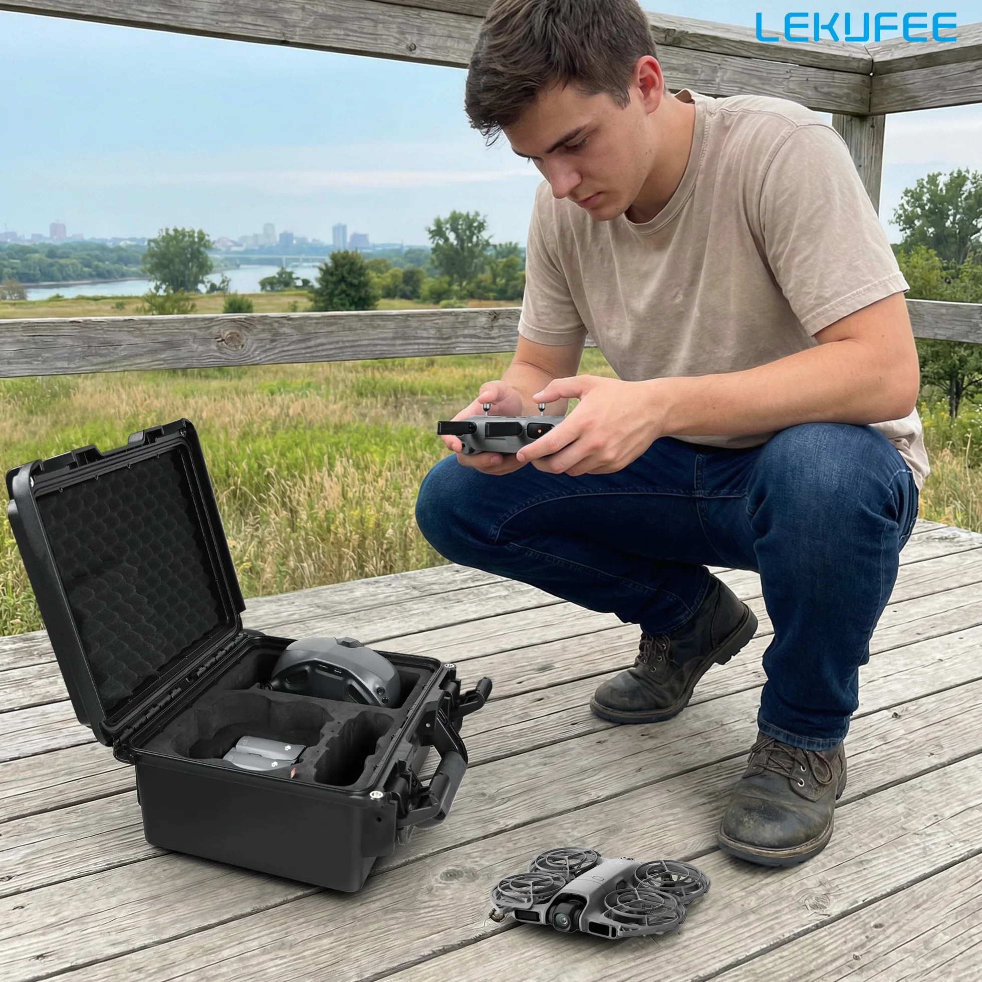 LEKUFEE Valise de Transport Rigide et Étanche pour Drone DJI Neo 2,Bundle Motion Fly More,DJI RC 2, RC N3, Goggles N3/3, RC Motion 3 et Accessoires (étui Uniquement)