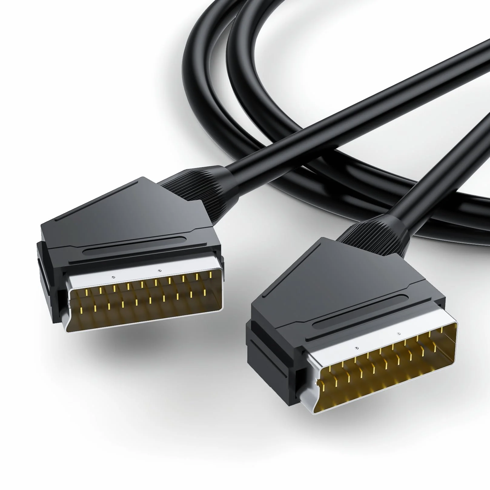 BolAAzuL Câble Péritel RVB, Prise Peritel True 21 Broches, Cable Fiche Péritel HD Composite RVB pour TV Enregistreur Lecteur DVD Magnétoscope STB, Long Euro Cable Scart vers Scart AV, 3M Noir