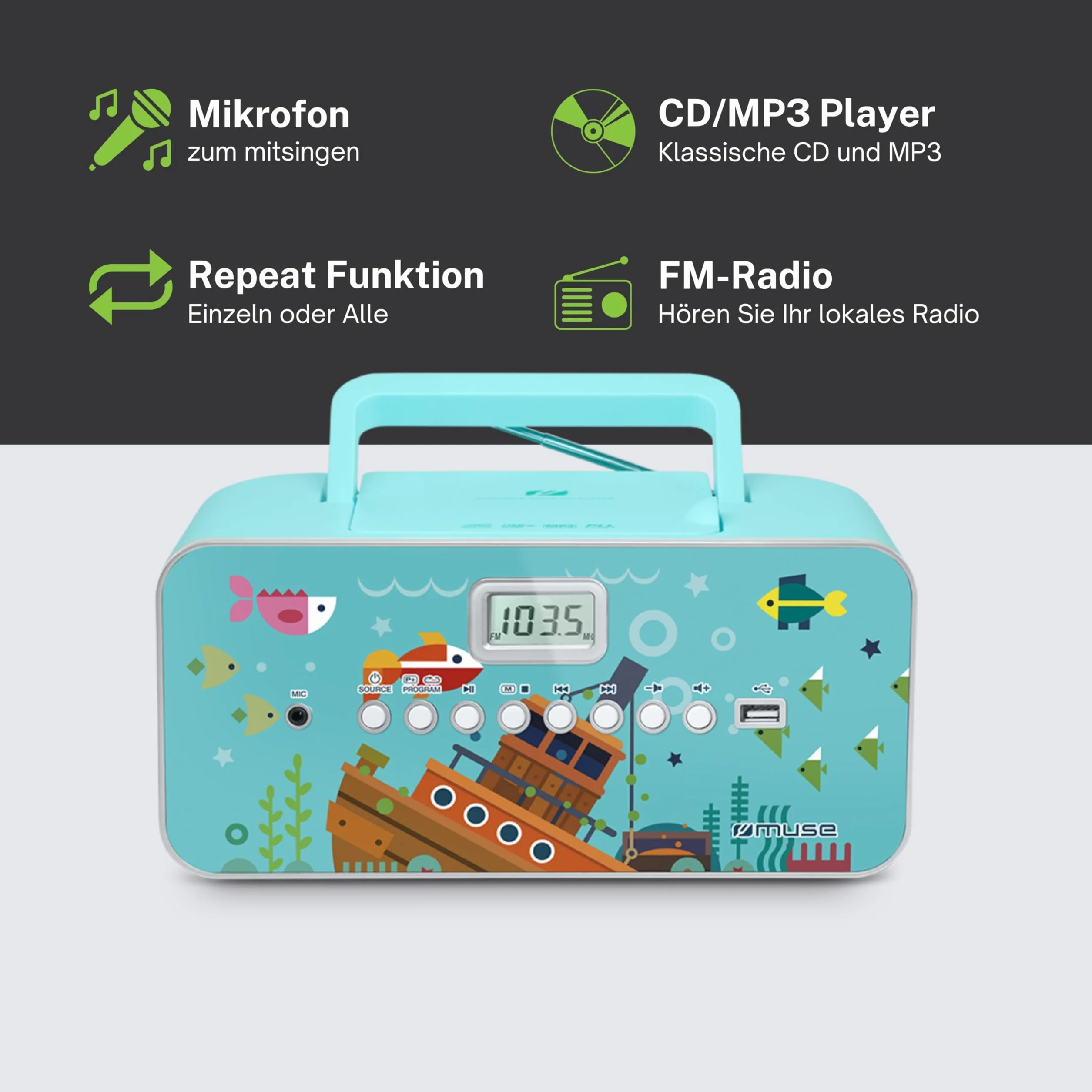 Muse M-29 KB Radio CD/MP3 Multicolore