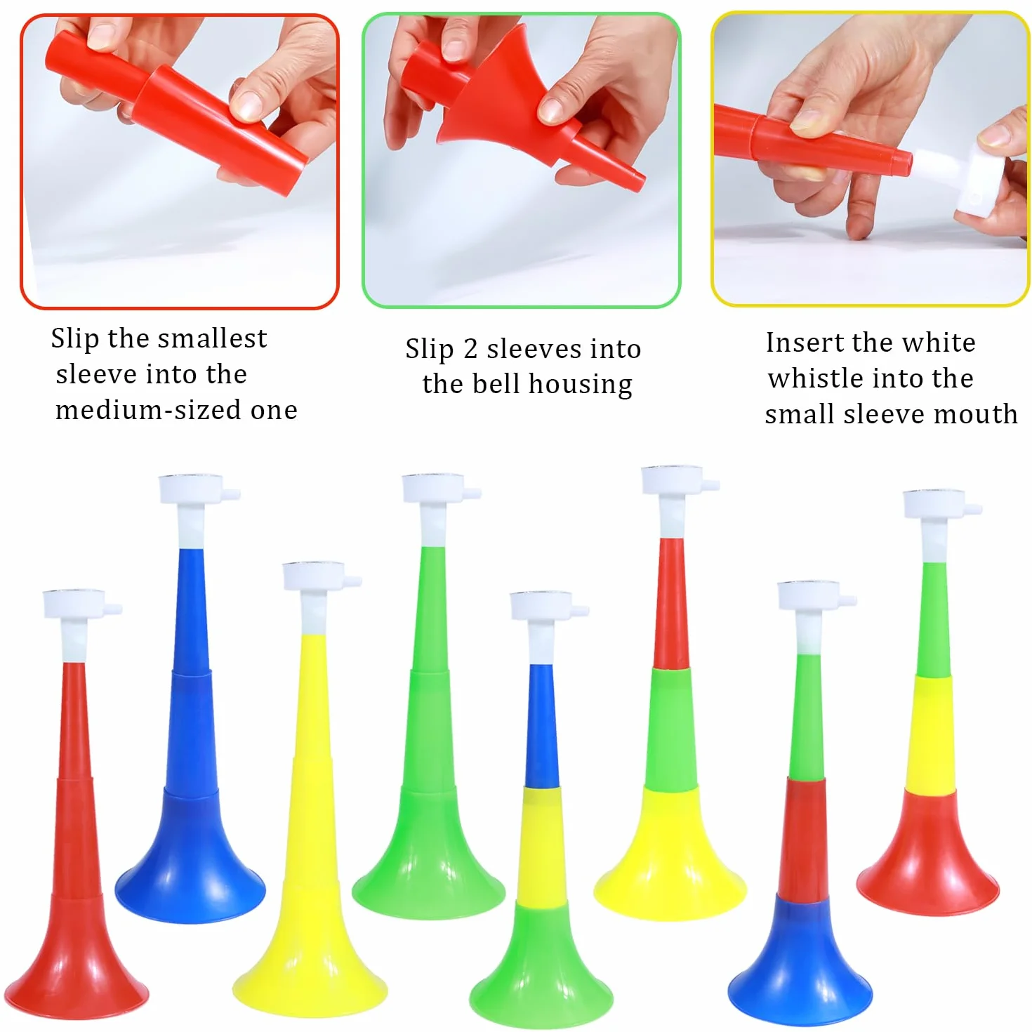 YiliYa 4 Pcs Vuvuzela Trompette Fanfare Cheerleading Corne Krachmacher Plastique Stade Match Football