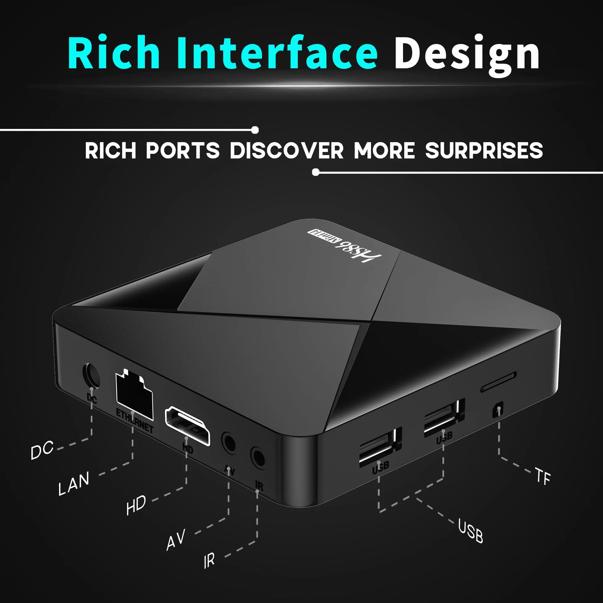 Boitier Android 14.0 TV Box, TV Box Android with RK3518 Quad-Core 32bit Cortex-A53 Chip Mali 450 MP2 GPU Support 2G RAM 16G ROM Ethernet 10/100M 2.4G /5G Dual-Band WiFi HD 4K BT V5.4 Smart TV Box