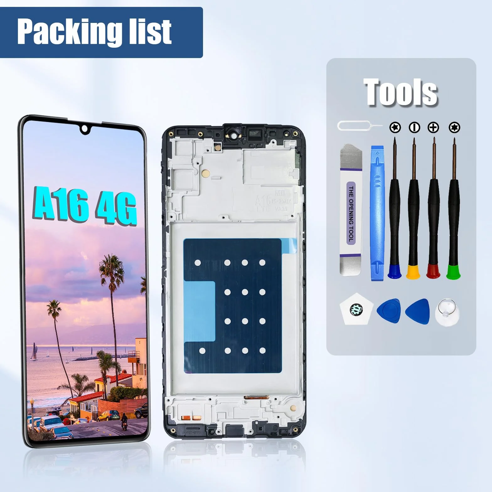 DTD Écran pour Samsung Galaxy A16 4G A165F/A165M LCD Remplacement d'Écran Numériseur Écran Tactile Monté Remplacement avec Outils (Noir avec Cadre)