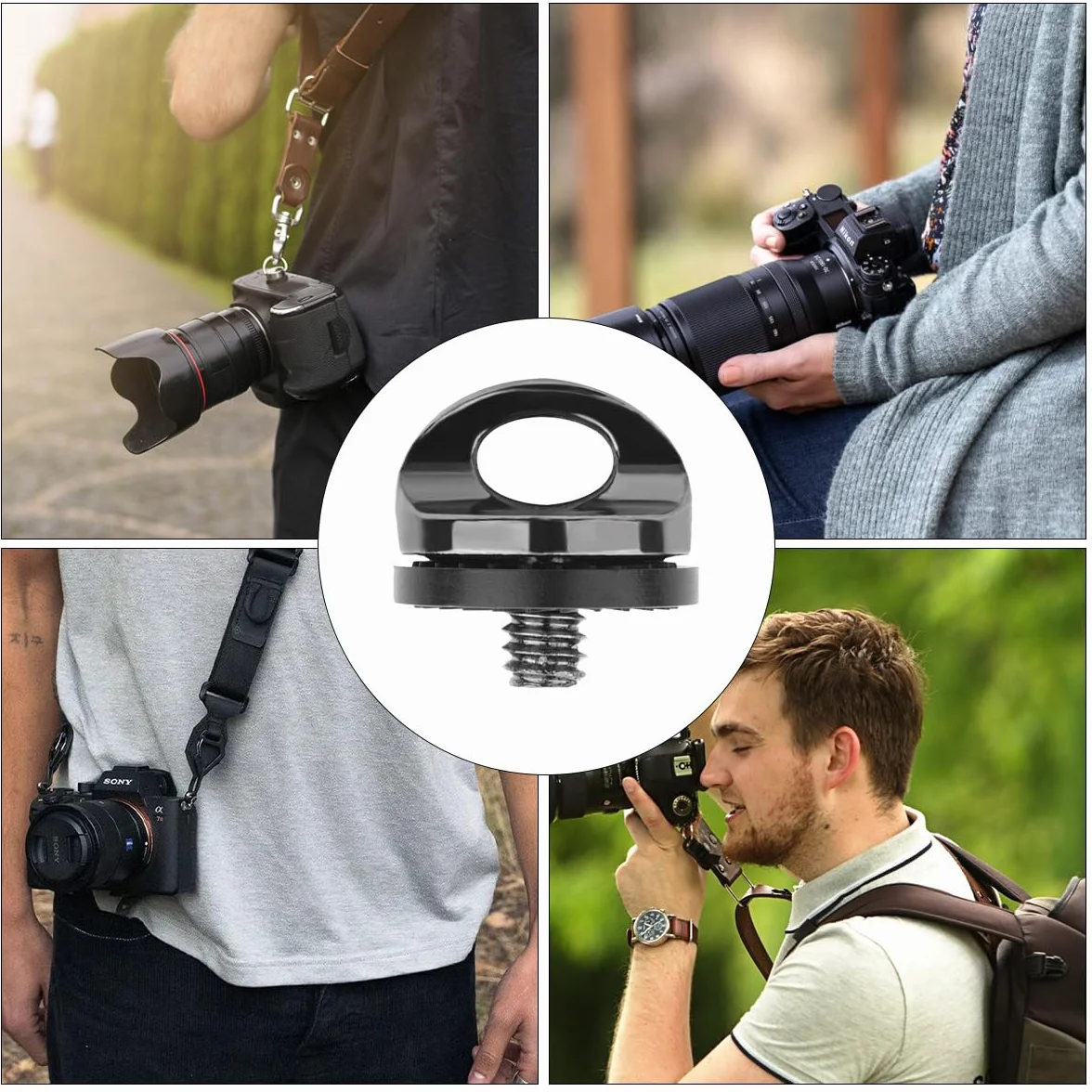 vis Adaptateur pour Sangle Appareil Photo et Caméra, Support à Vis 1/4" 3 Pcs Tokaneit