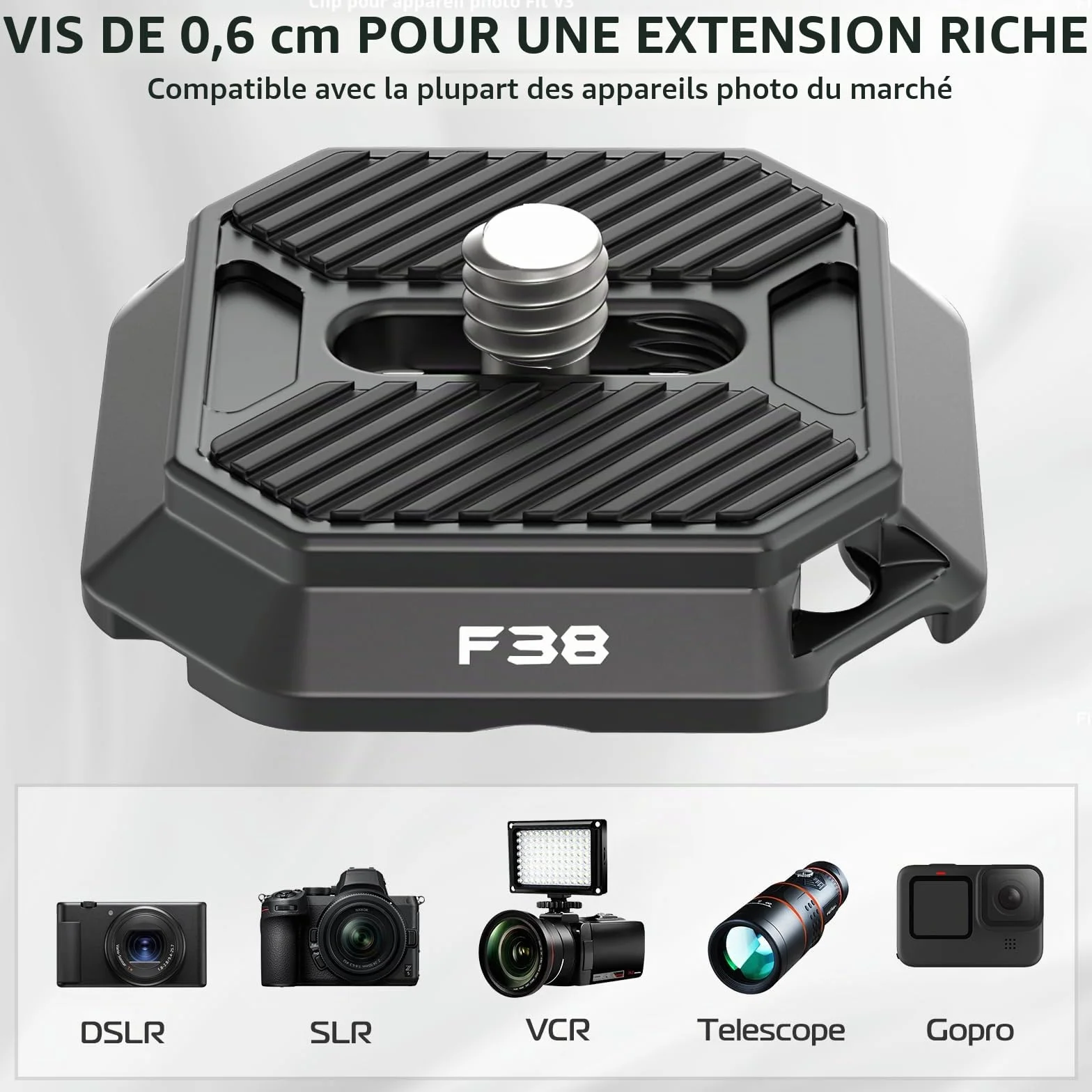 FALCAM F38 Plaque de dégagement Rapide, Compatible avec Le Clip pour Appareil Photo PD Capture V3 et Le Clip pour Sac à Dos F38 (Plaque supérieure Uniquement)