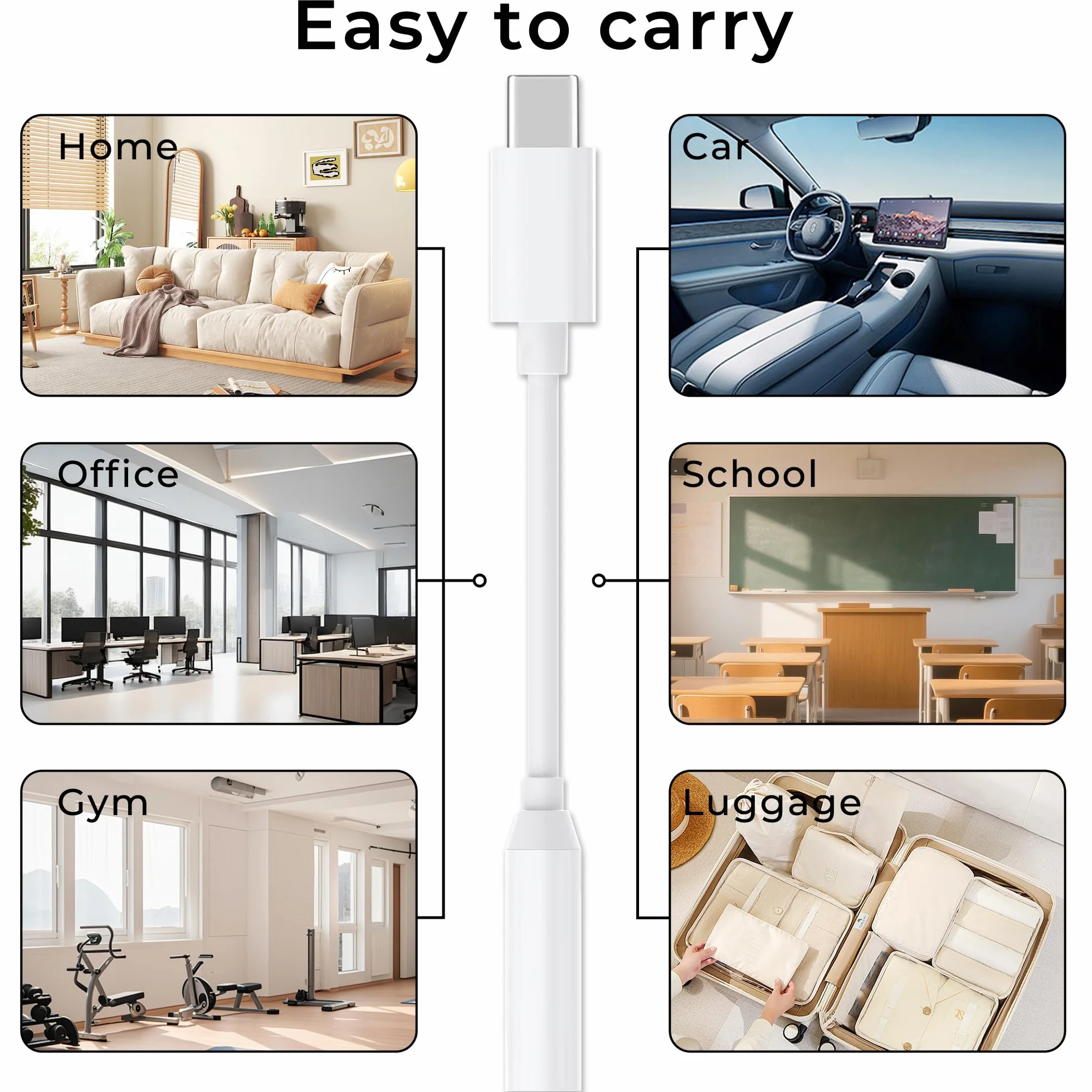 Adaptateur USB C Jack 3,5mm, Convertisseur USB-C vers Casque pour Samsung Galaxy S21 S20 S20+, MacBook Pro, Huawei Honor