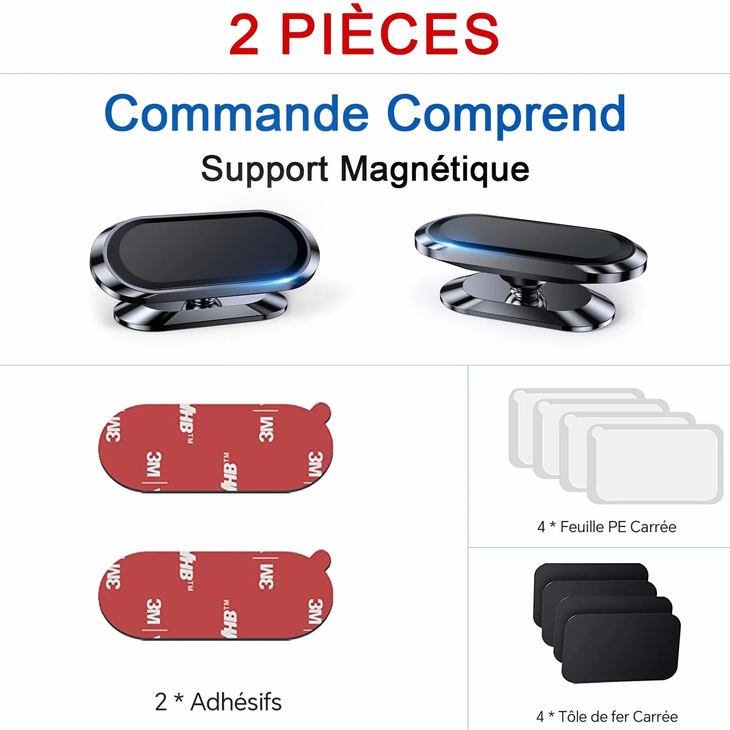 Coolpow Support Telephone Voiture Magnetique 【Lot De 2】Aimant Telephone Voiture【360°】Porte Telephone Voiture Portable Aimanté Adhésif Accessoire Voiture pour iPhone 17 Pro Max 16【avec Plaque de métal】