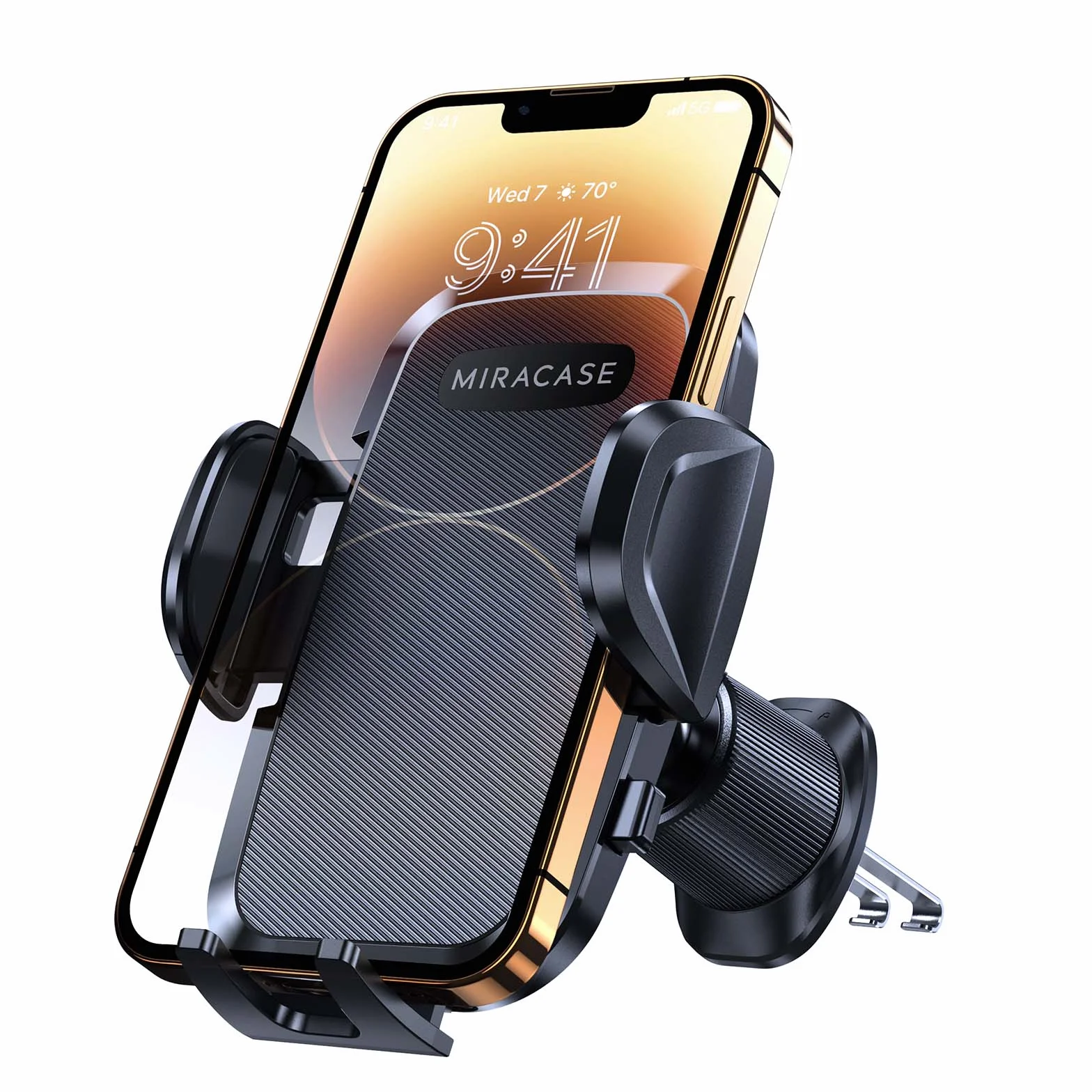 Miracase Support Telephone Voiture Bouche D'aération[Crochet Double Métallique Amélioré]360° Rotation Porte Téléphone Voiture Mains libres à une main pour tous les Smartphones