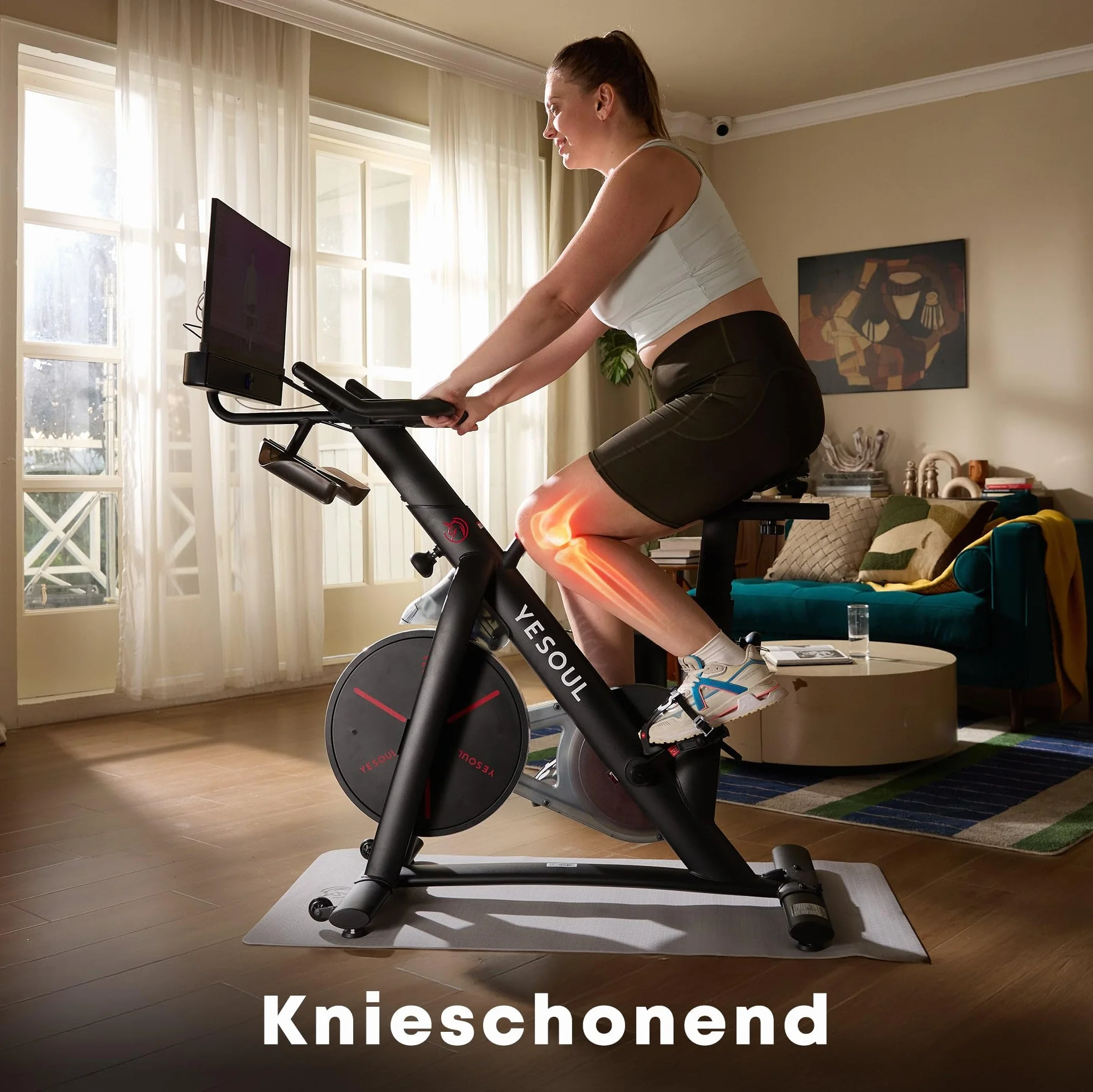 YESOUL G1M Plus Vélo d'appartement magnétique silencieux écran FHD 21,5 pouces son 360° vélo de fitness