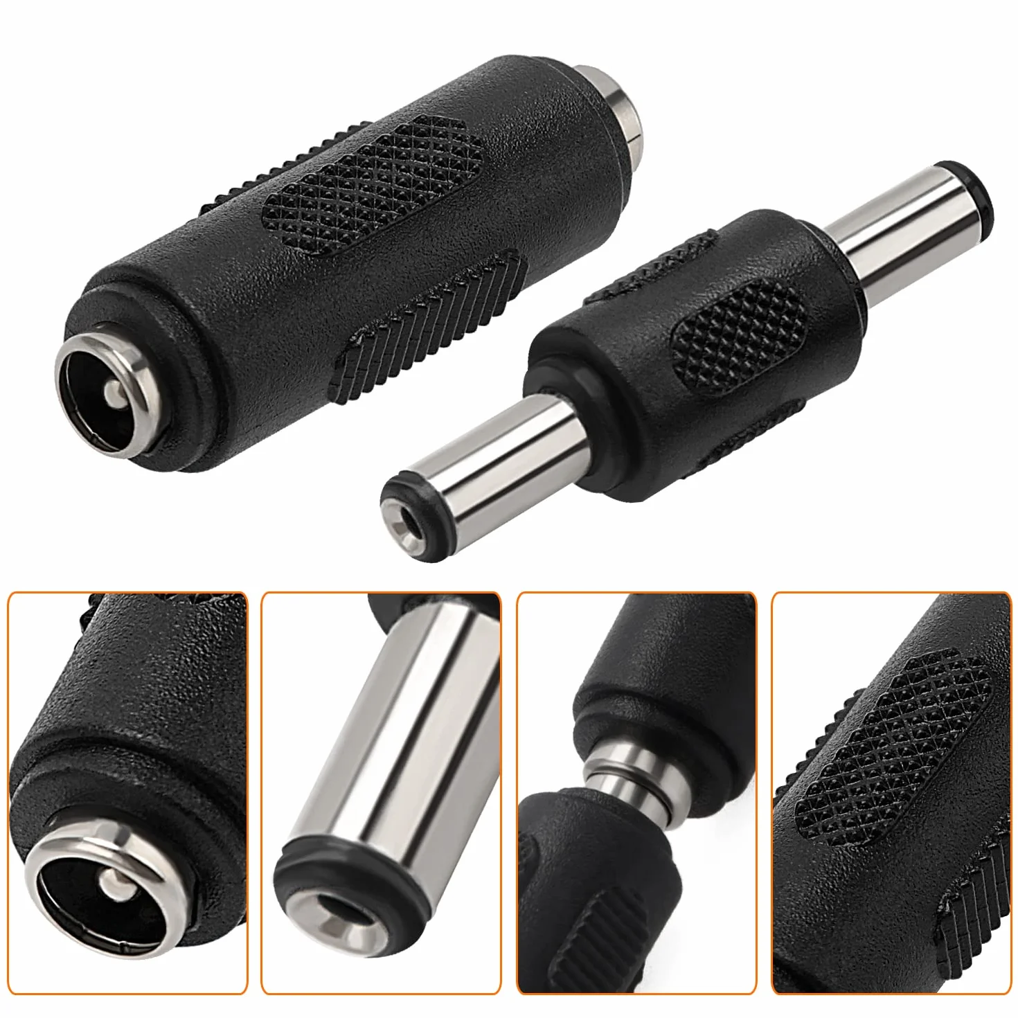 12 Pièces 5,5 x 2,1 mm DC Alimentation Coupleur, 2.1x5.5 mm DC Adaptateur de Prise Mâle à Mâle, DC Adaptateur de Jack Femelle à Femelle, 12V Connecteur de Prise CC pour Caméra CCTV LED