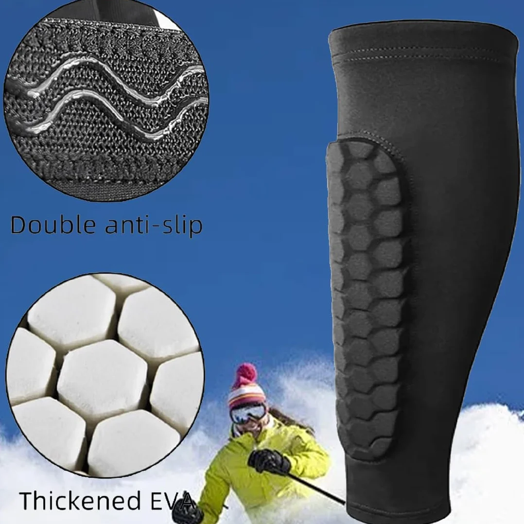 Protège-tibia Ski Anti-Collision Long Structure Nid d'Abeille