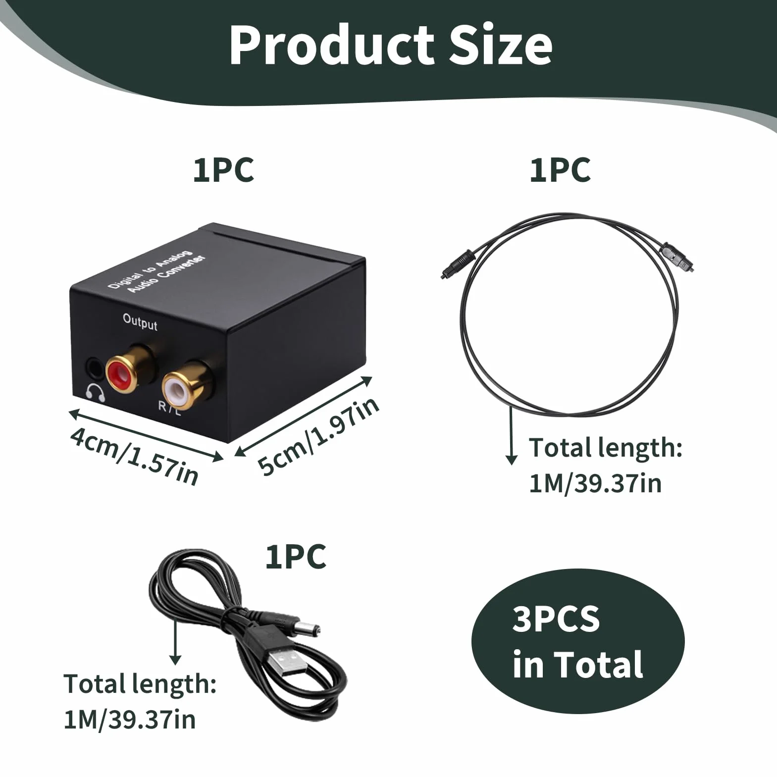 Convertisseur Audio Numérique Analogique 192kHz SPDIF Optique Coaxial Toslink vers RCA Stéréo L/R Adaptateur Jack 3,5mm
