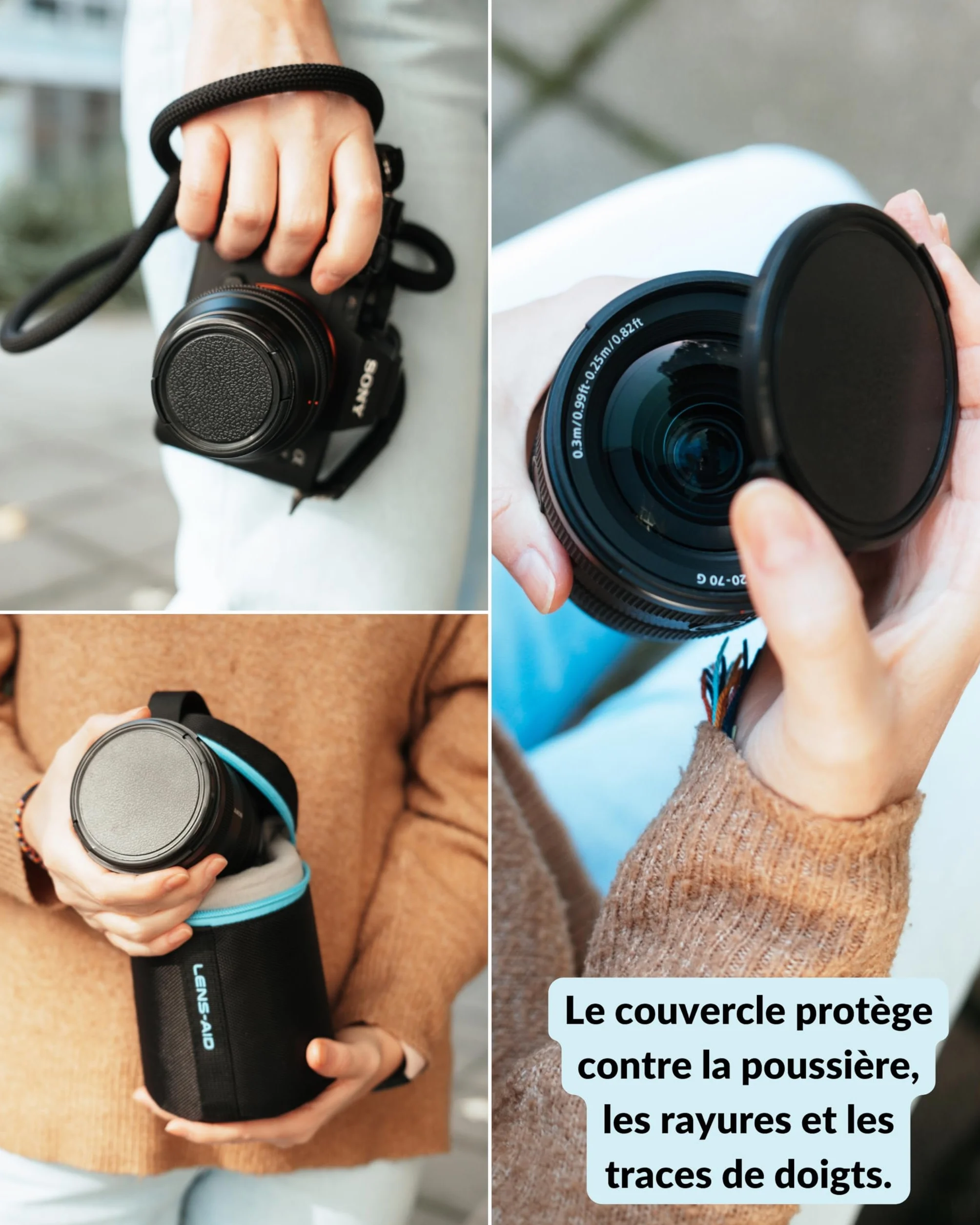 Lens-Aid Bouchon d'objectif Retro 43 mm avec Fermeture à Clip pour objectifs d'appareil Photo |du Capuchon d'objectif pour appareils numériques rétro| Compatible avec Fujifilm, Sony, Canon, Nikon
