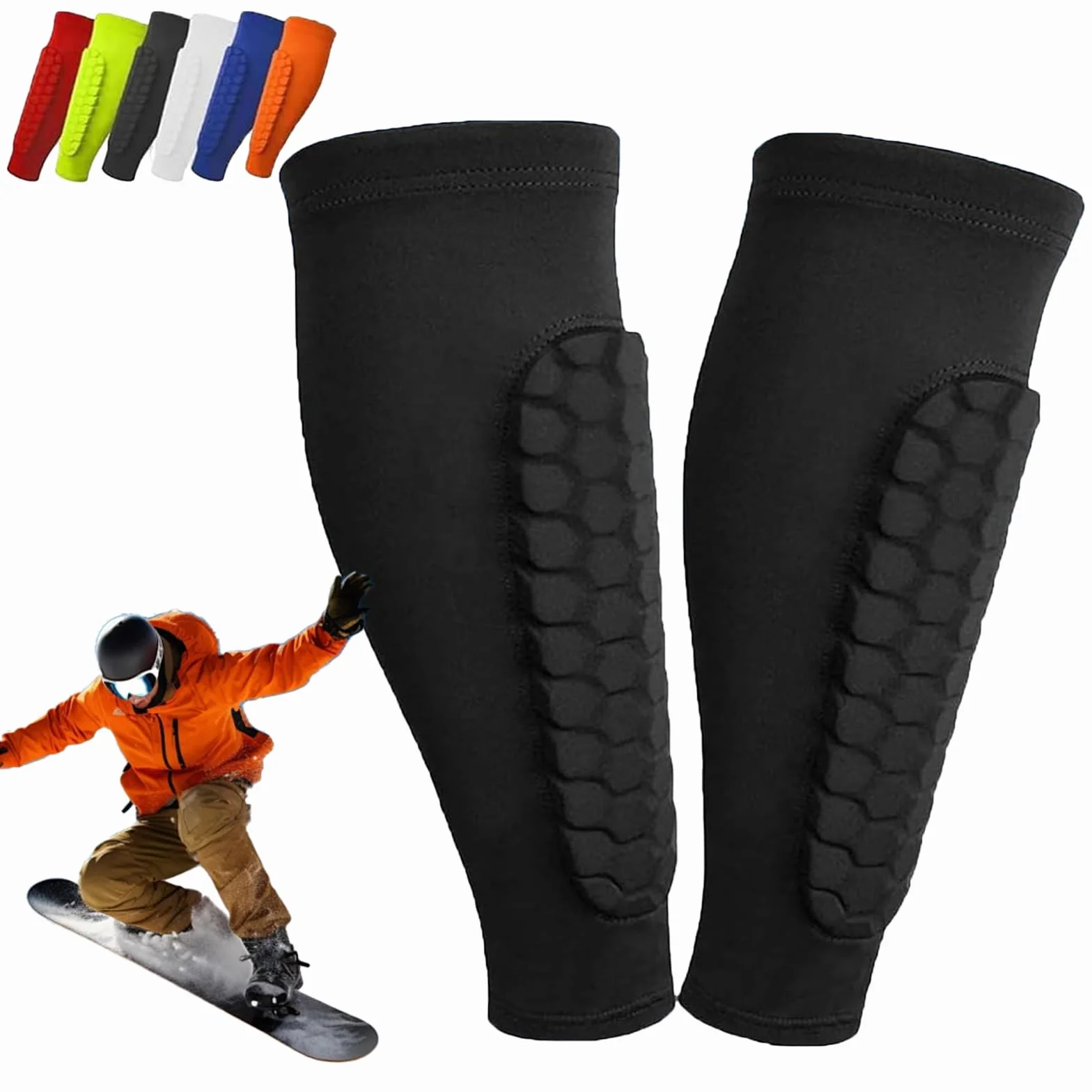 Protège-tibia Ski Anti-Collision Long Structure Nid d'Abeille
