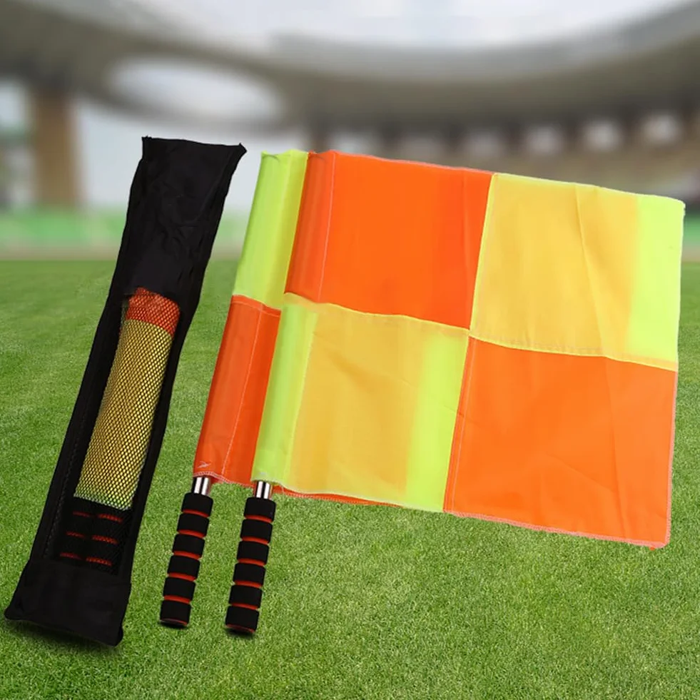 Lot de 2 drapeaux d'entraînement de football, drapeaux de ligne imperméables pour arbitre