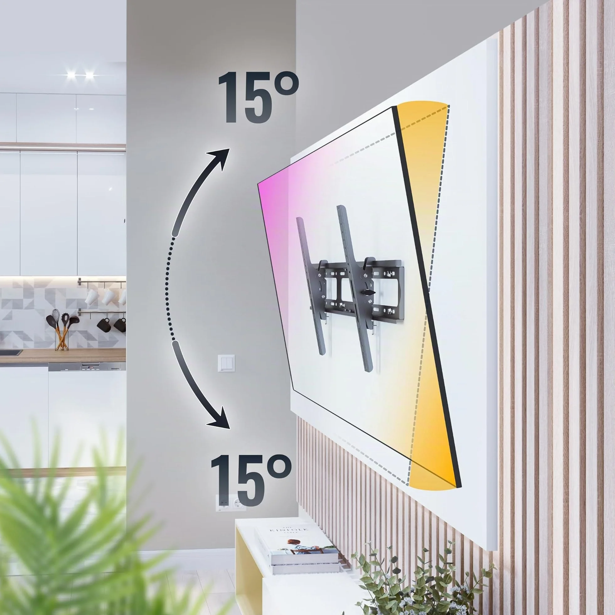RICOO R17 Support Mural TV 40 à 100 Pouces 42 43 48 50 55 58 60 65 70 75 77 83 85 98 Pouces Max VESA 600x400 Inclinable Universel Fixation Murale TV QLED OLED LED LCD