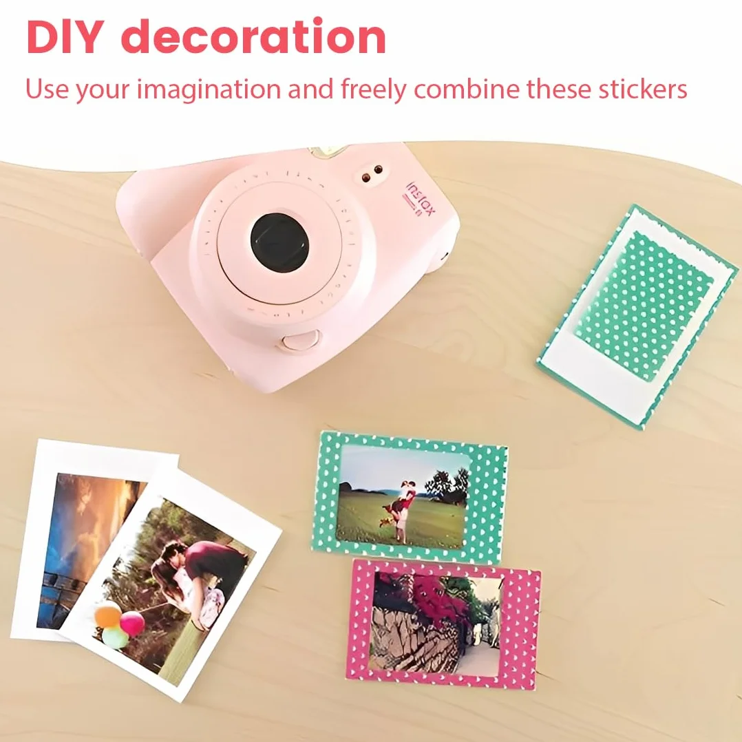 120 Pcs Instantané instax Photo Cadres Bordures Autocollants pour Fujifilm Instax Mini 8 7s 25 50s 90 et Polaroid Snap PIC-300 Z2300 Zip Photos instantanées