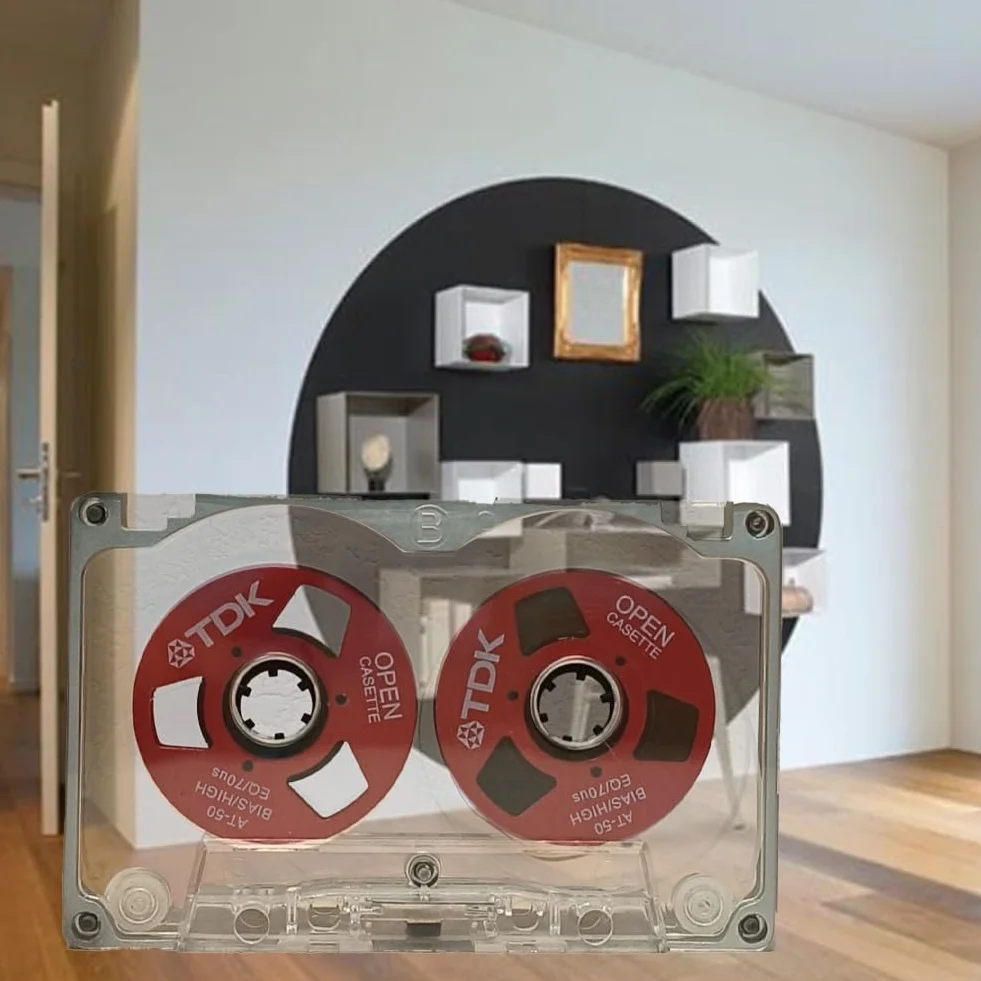 Cartouche vide de 55 minutes, double face, disque métallique ouvert, disque de bande de cassette vide, C