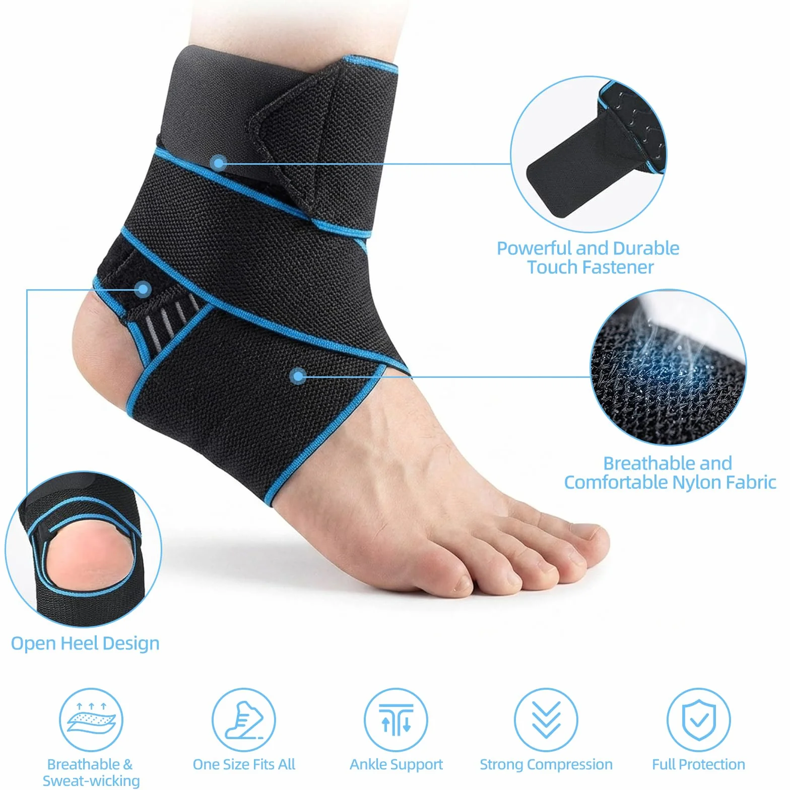 Chevillère Entorse Flexible Ultra Fine Ajustable Maintien Renforcée Unisexe Sport Bleu