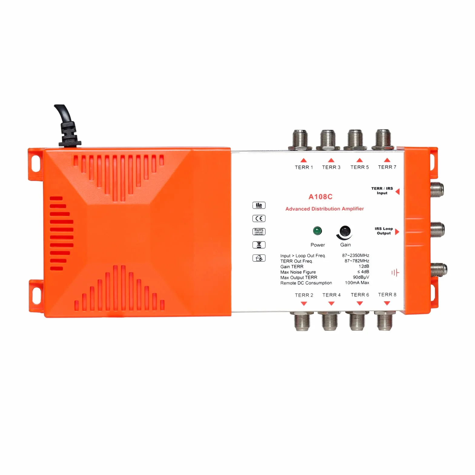 Amplificateur de distribution professionnel 8 voies TV terrestre IRS 87-2350 MHz intérieur