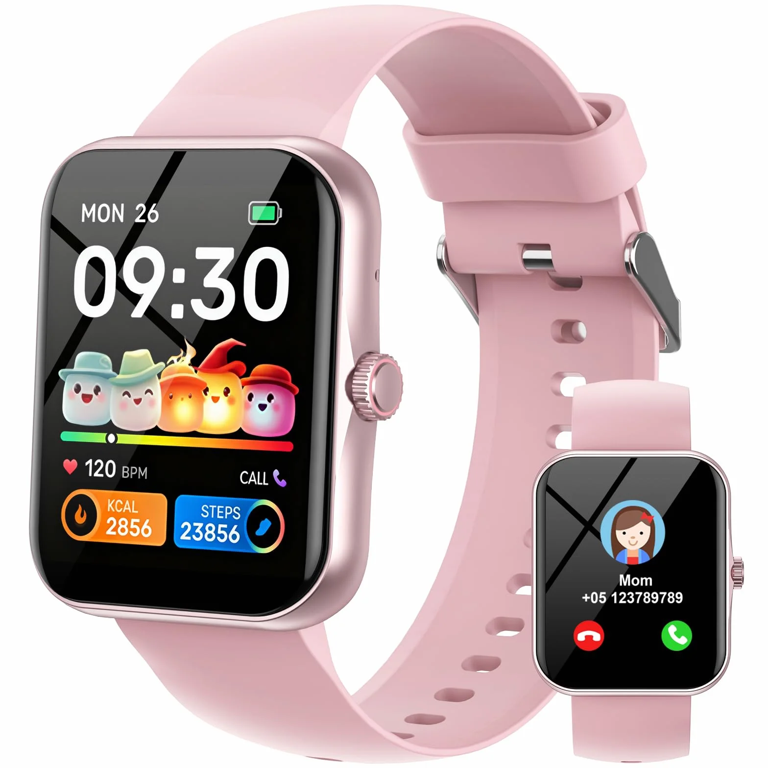 Fitness Tracker Montre Connectée Enfant, 1,83" HD Montre Intelligente pour Garçon Fille IP68 Étanche avec 120+ Mode de Sport Cardiofrequencemètre Podomètre Réveil Jeux pour Ados 4-16 Ans Cadeau, Rose