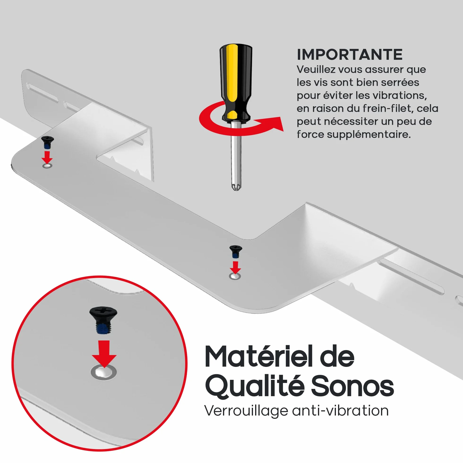Sound bass Support de Barre de Son pour Sonos Beam Compatible avec la Barre de Son Sonos Beam générations 1 et 2 Comprenant Tout Le matériel de Montage nécessaire, Support de Montage, Blanc