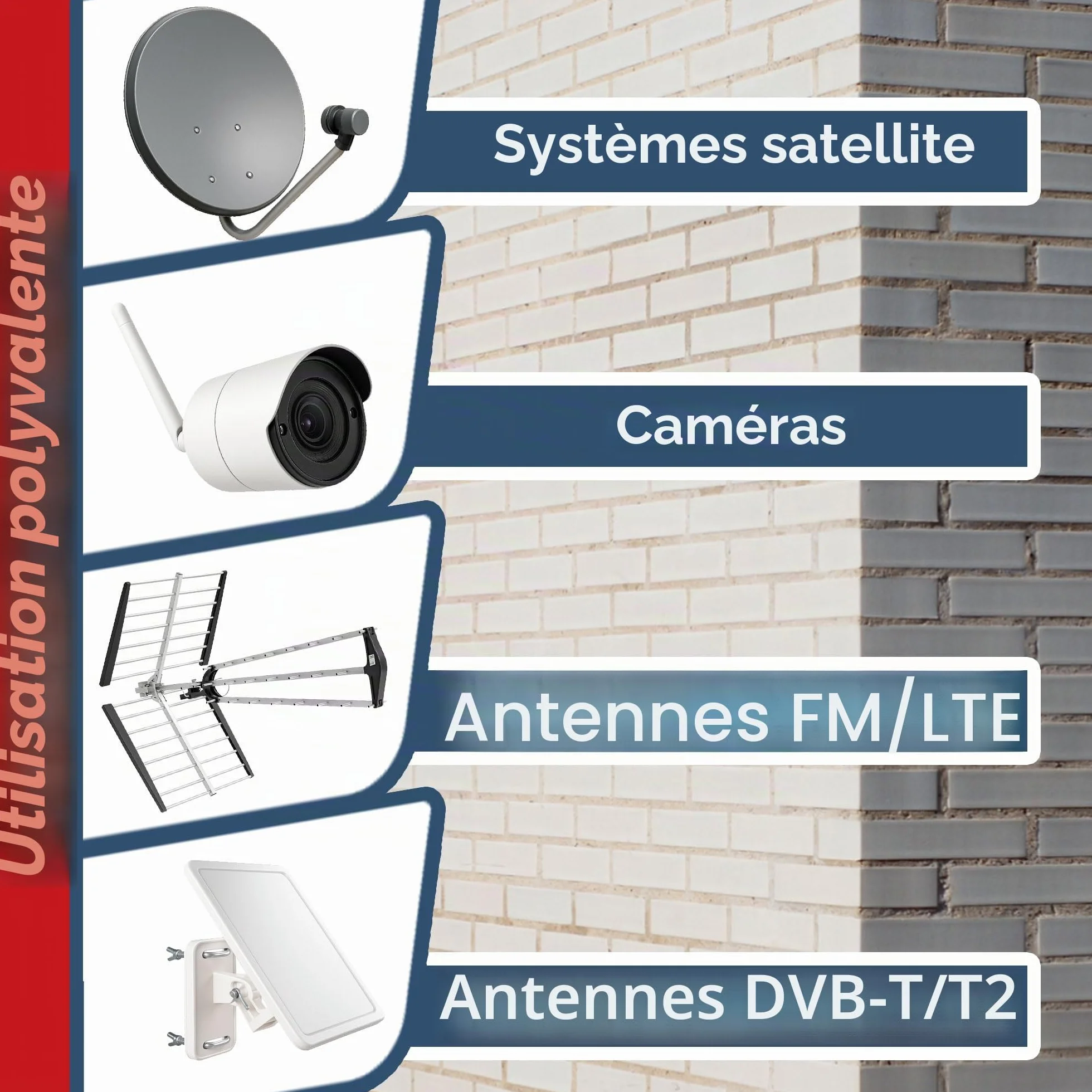 Premium X Support Mural Satellite 45cm en Aluminium pour Parabole Satellite - Support pour antenne parabolique avec Distance au Mur de 45 cm 450 mm
