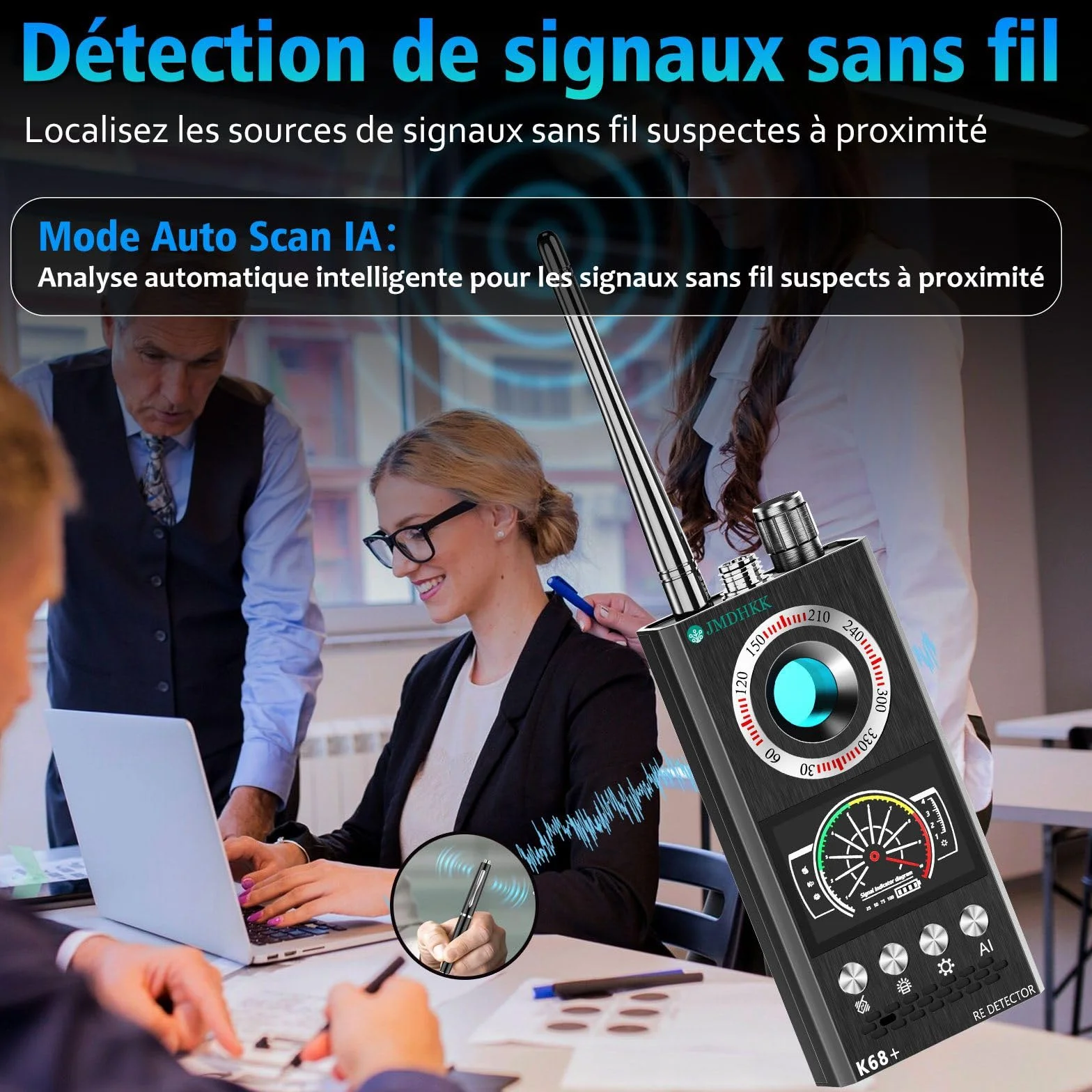 JMDHKK Détecteur Caméra Espionne et Micro Espion, Traceur Magnétique et Signal sans Fil pour Maison, Bureau, Hôtel, Voiture – Protection Vie Privée pour Sécurité et Voyage (Gris)